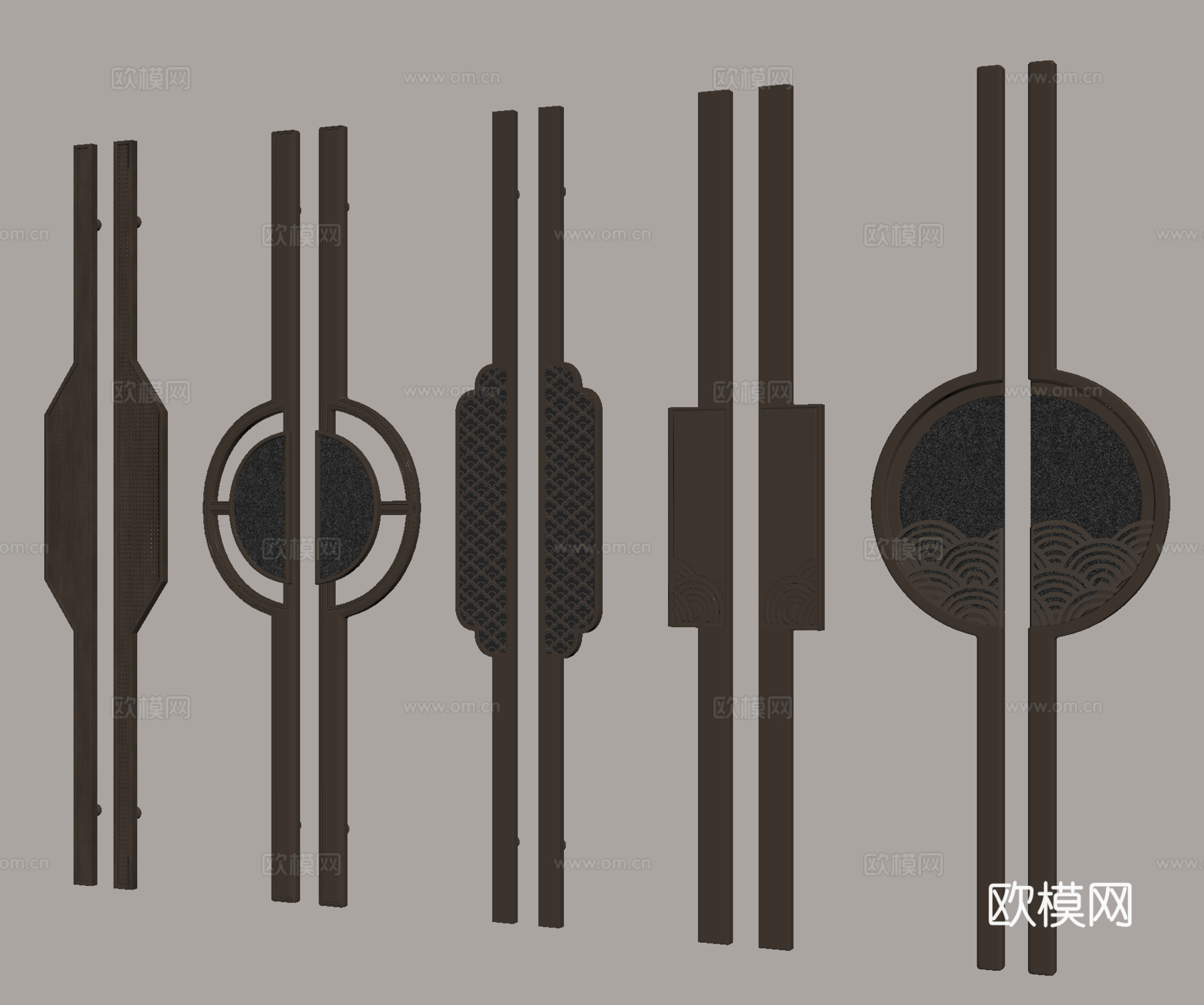 双开门拉手 门把手su模型