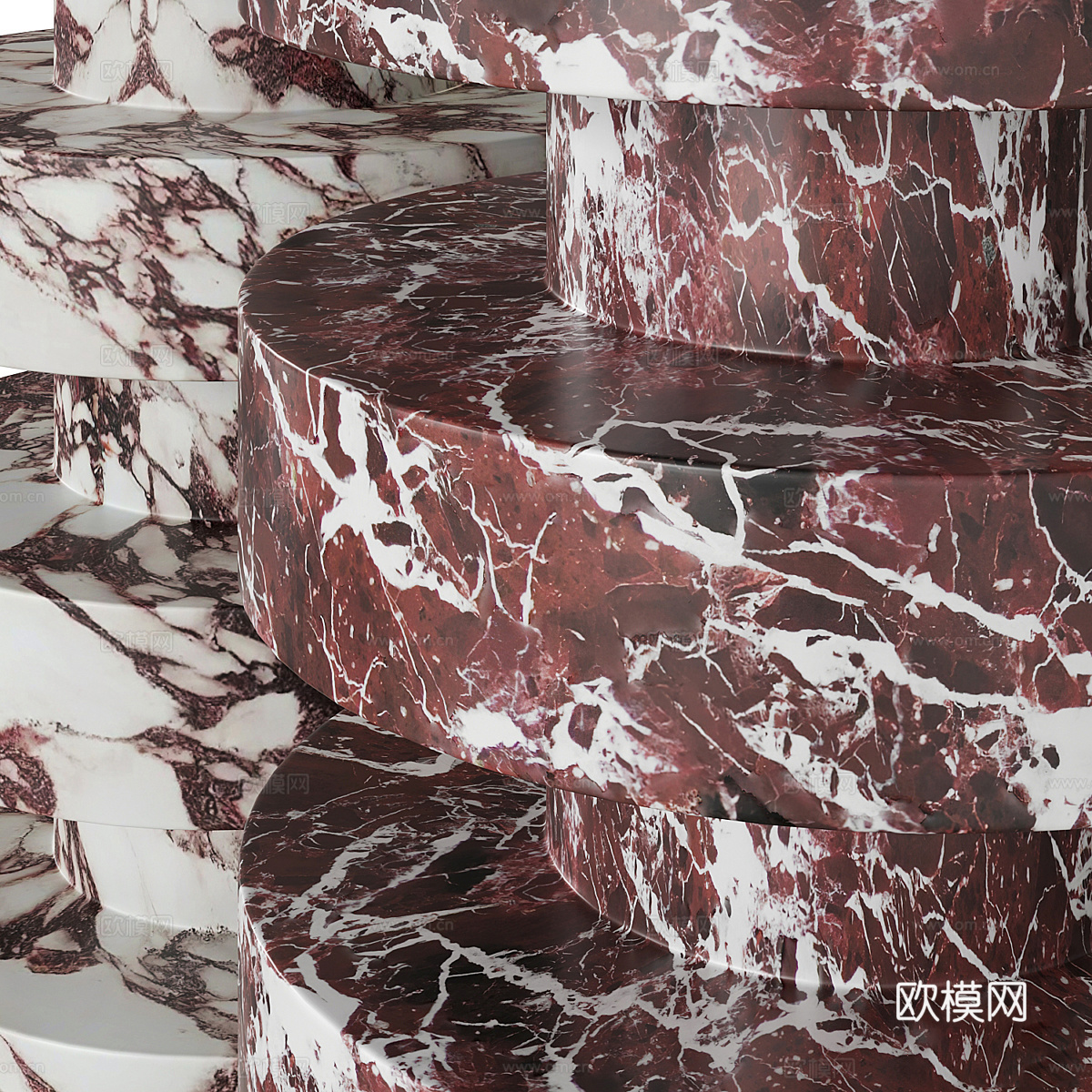 现代意式大理石边几3d模型