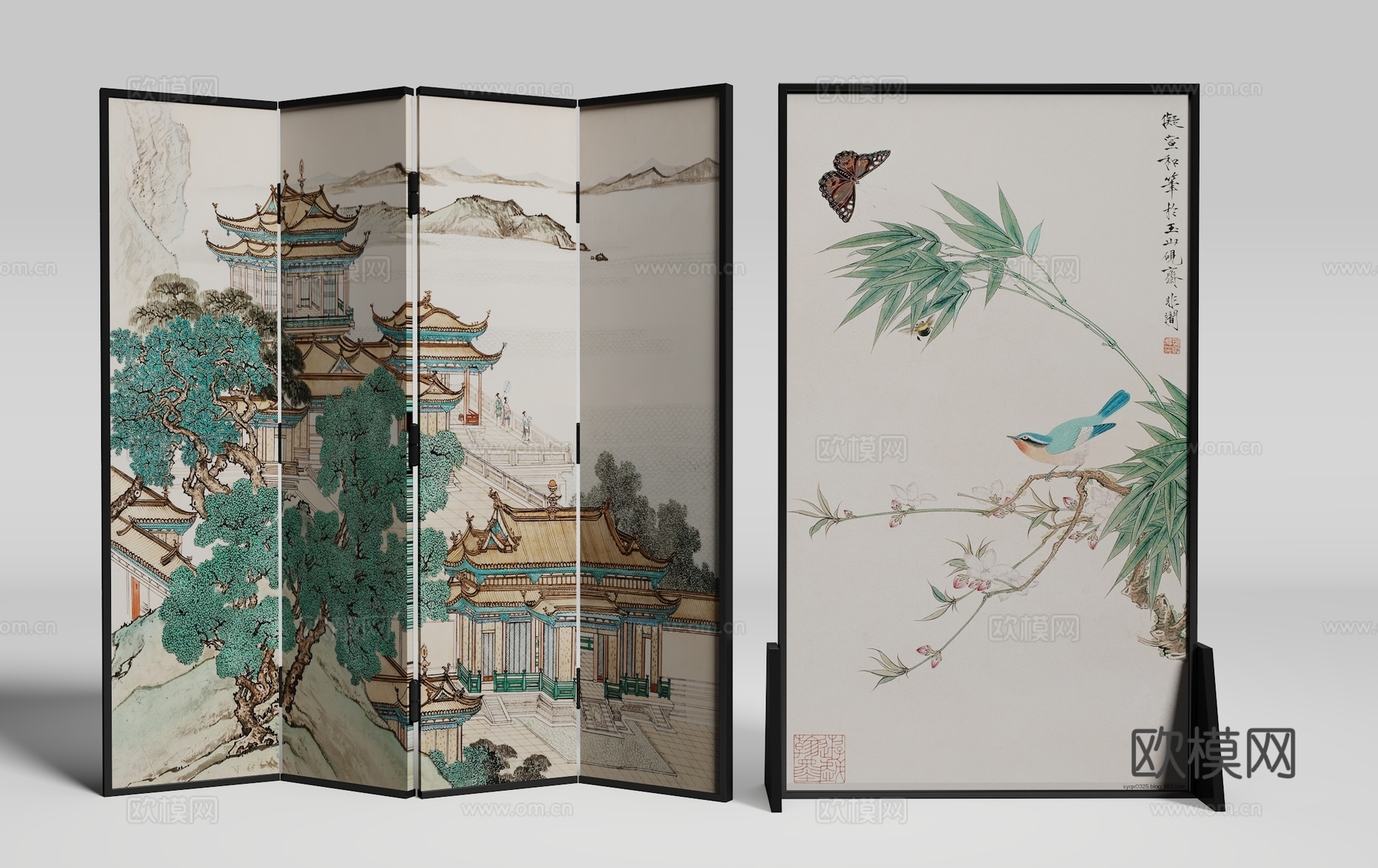 新中式屏风3d模型