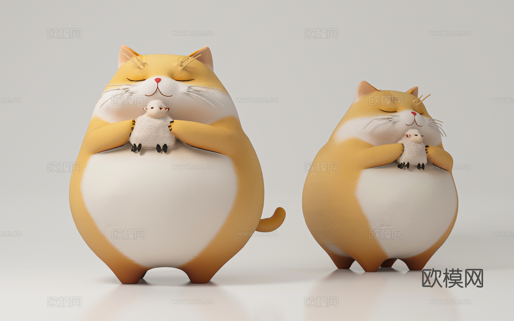 创意猫咪 黄猫 卡通动物 卡通形象 玩具 雕塑 摆件 道具3d模型
