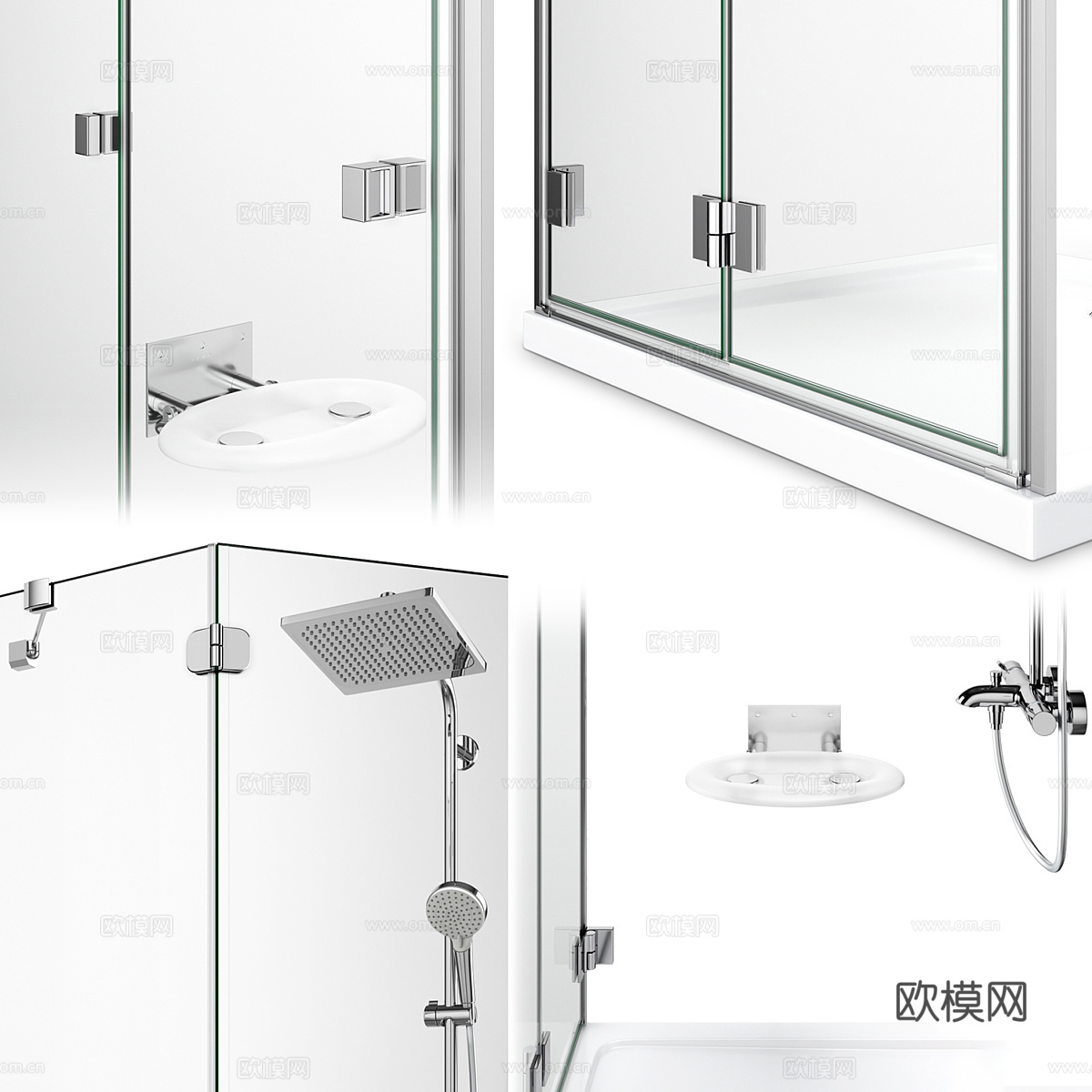 现代玻璃隔断淋浴房3d模型