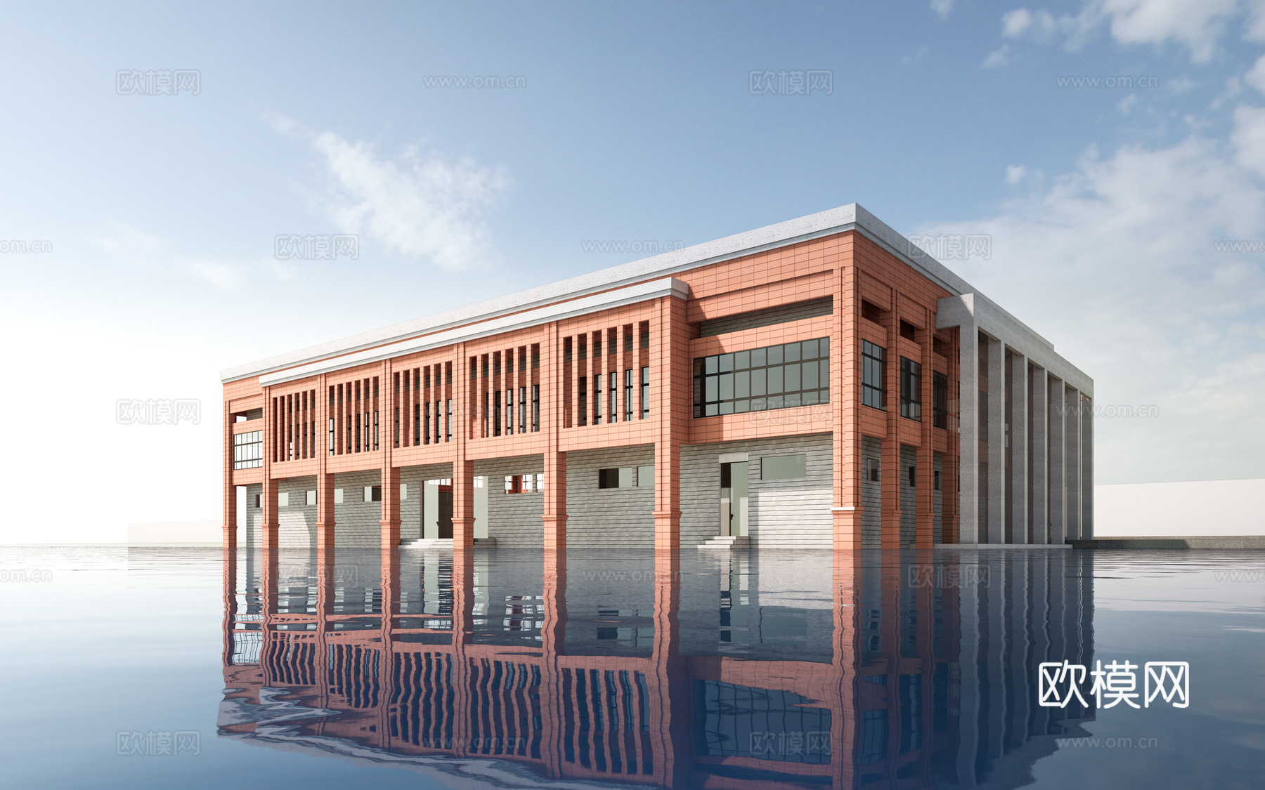 现代学校体育馆建筑 篮球馆建筑 风雨球场su模型