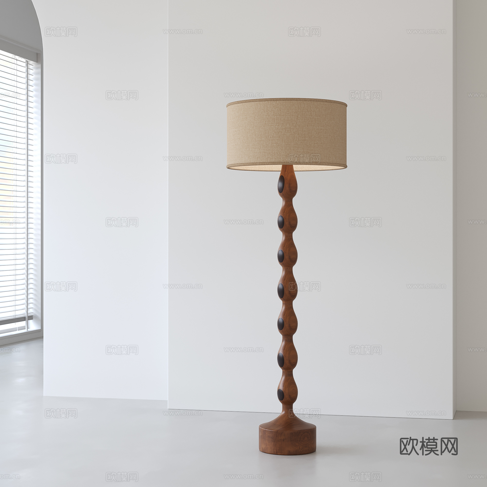 中古实木落地灯su模型