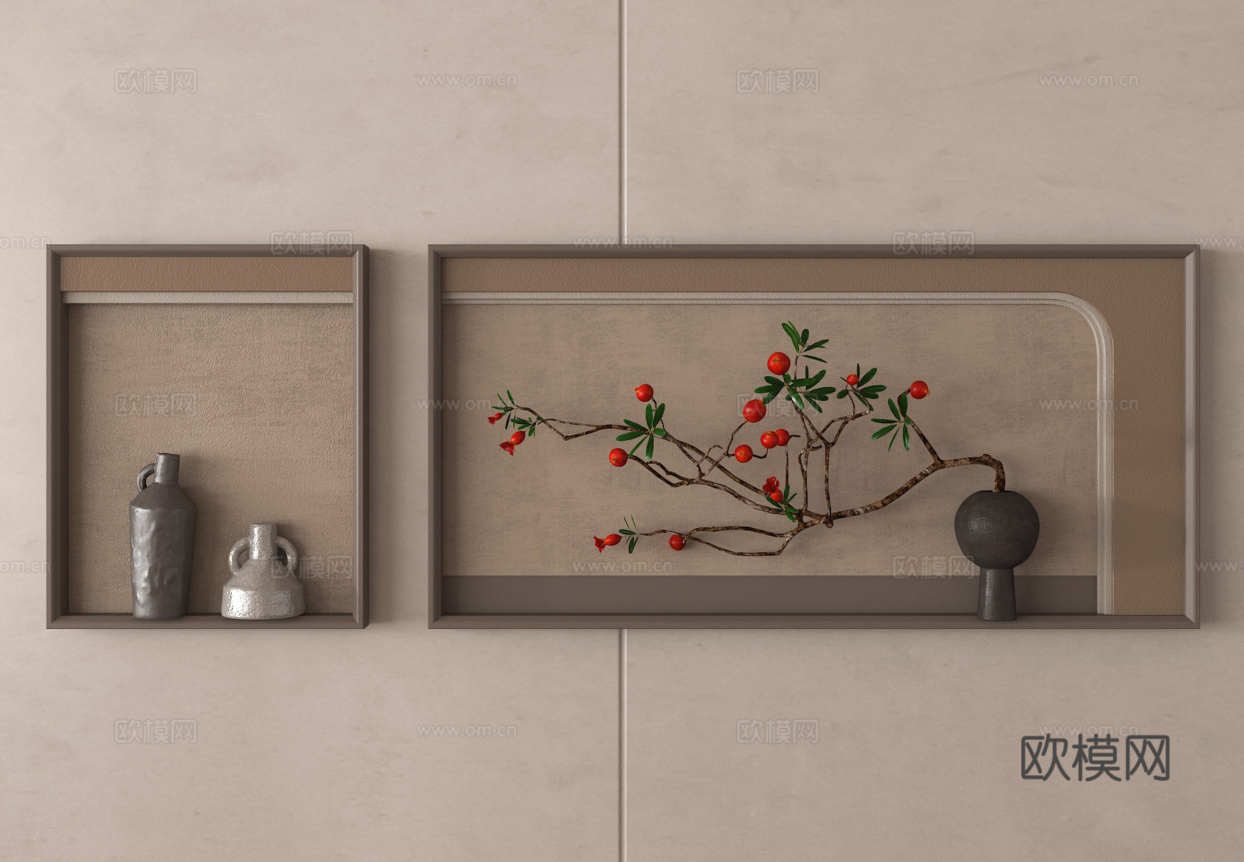 墙饰 挂饰 干枝花艺3d模型