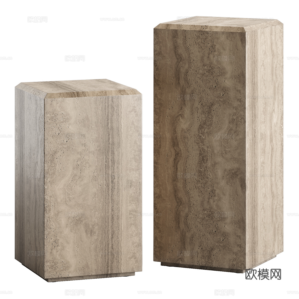 Tura Brown 石灰华底座桌3d模型