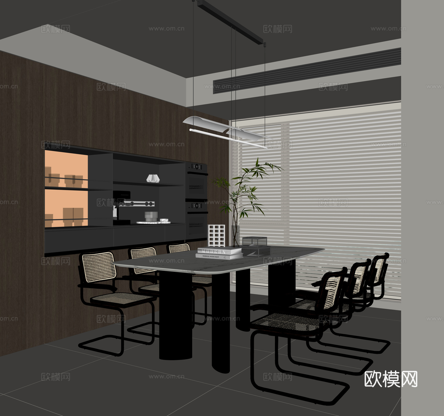 现代家居餐厅su模型
