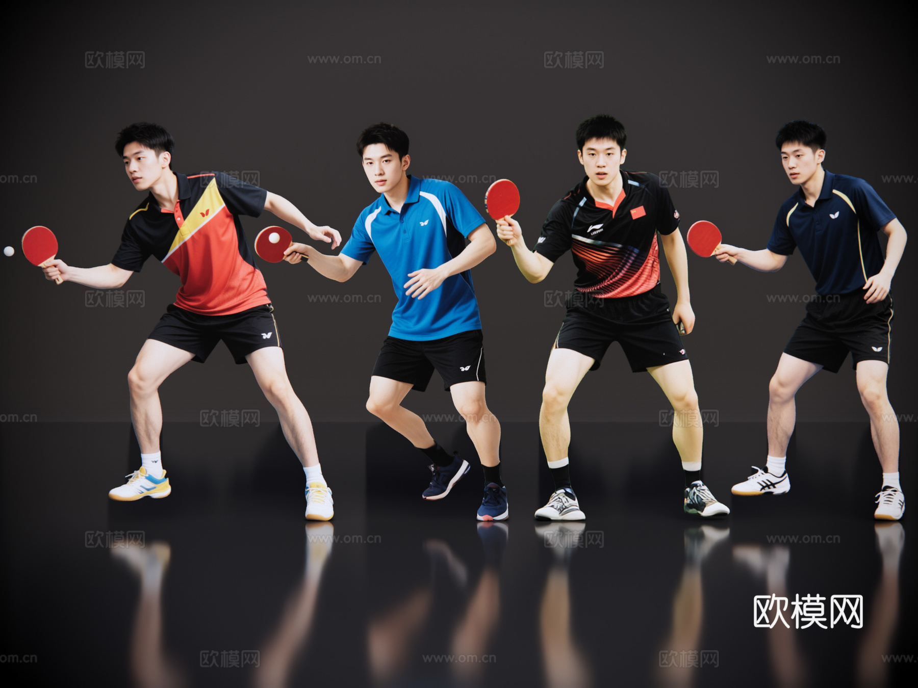 2D现代运动人 乒乓球人物 乒乓球运动 乒乓球帅哥 运动人物su模型