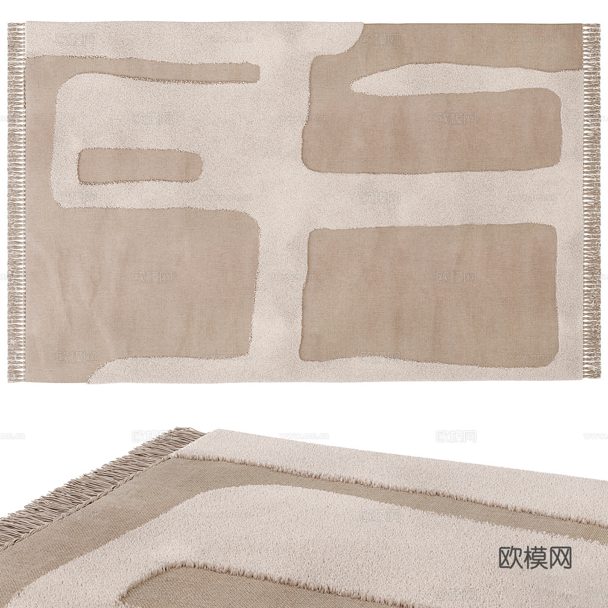 新中式侘寂布艺地毯3d模型