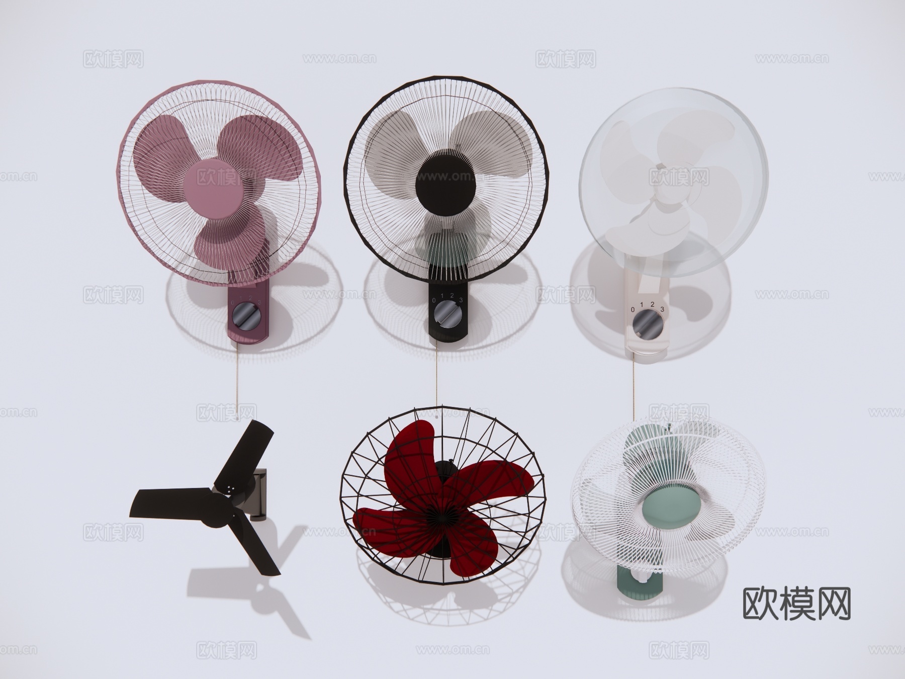 墙面壁挂风扇 家用电器su模型