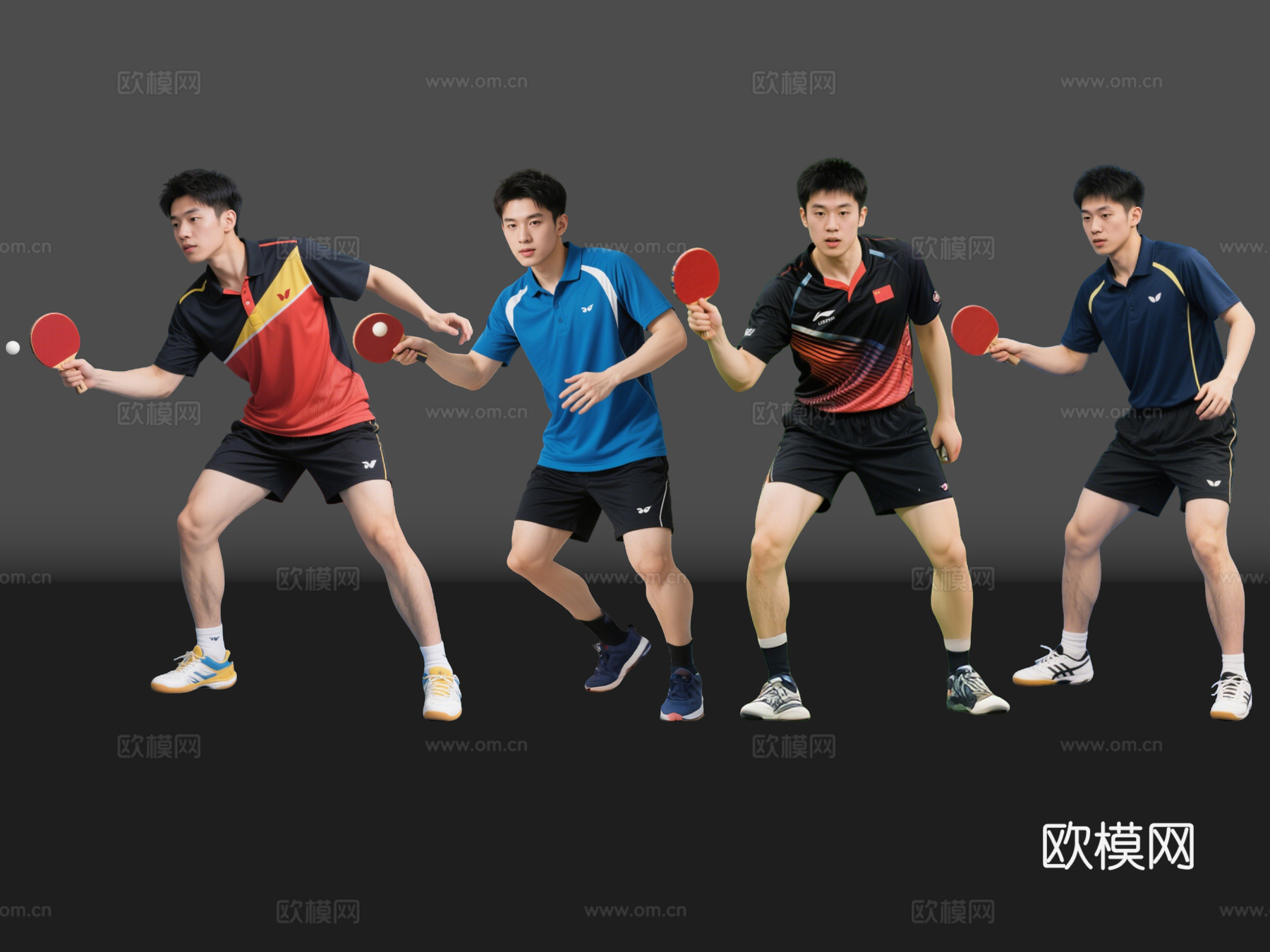 2D现代运动人 乒乓球人物 乒乓球运动 乒乓球帅哥 运动人物su模型