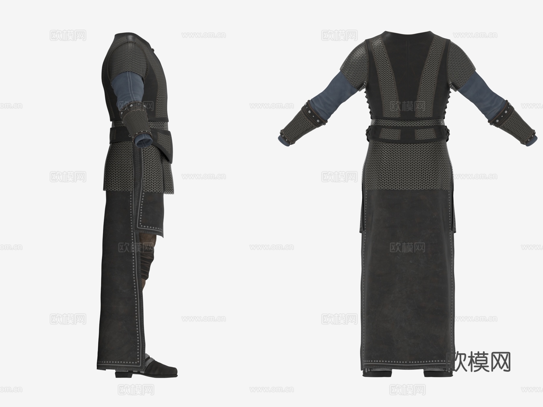 战士服装 中世纪服装 铠甲 锁子甲 皮甲 套装 古装3d模型