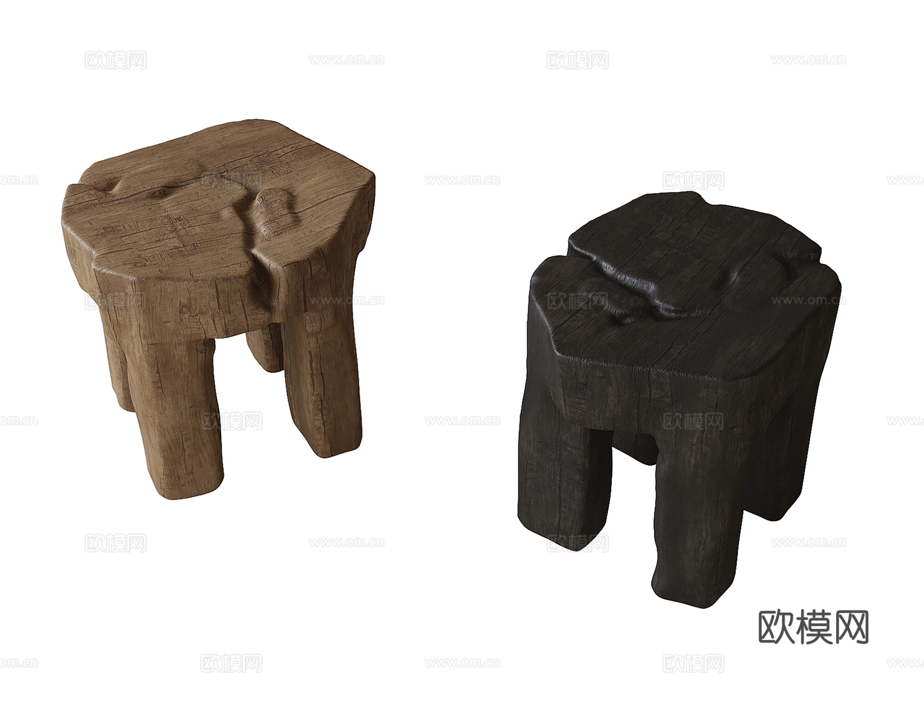 现代凳子 木凳3d模型