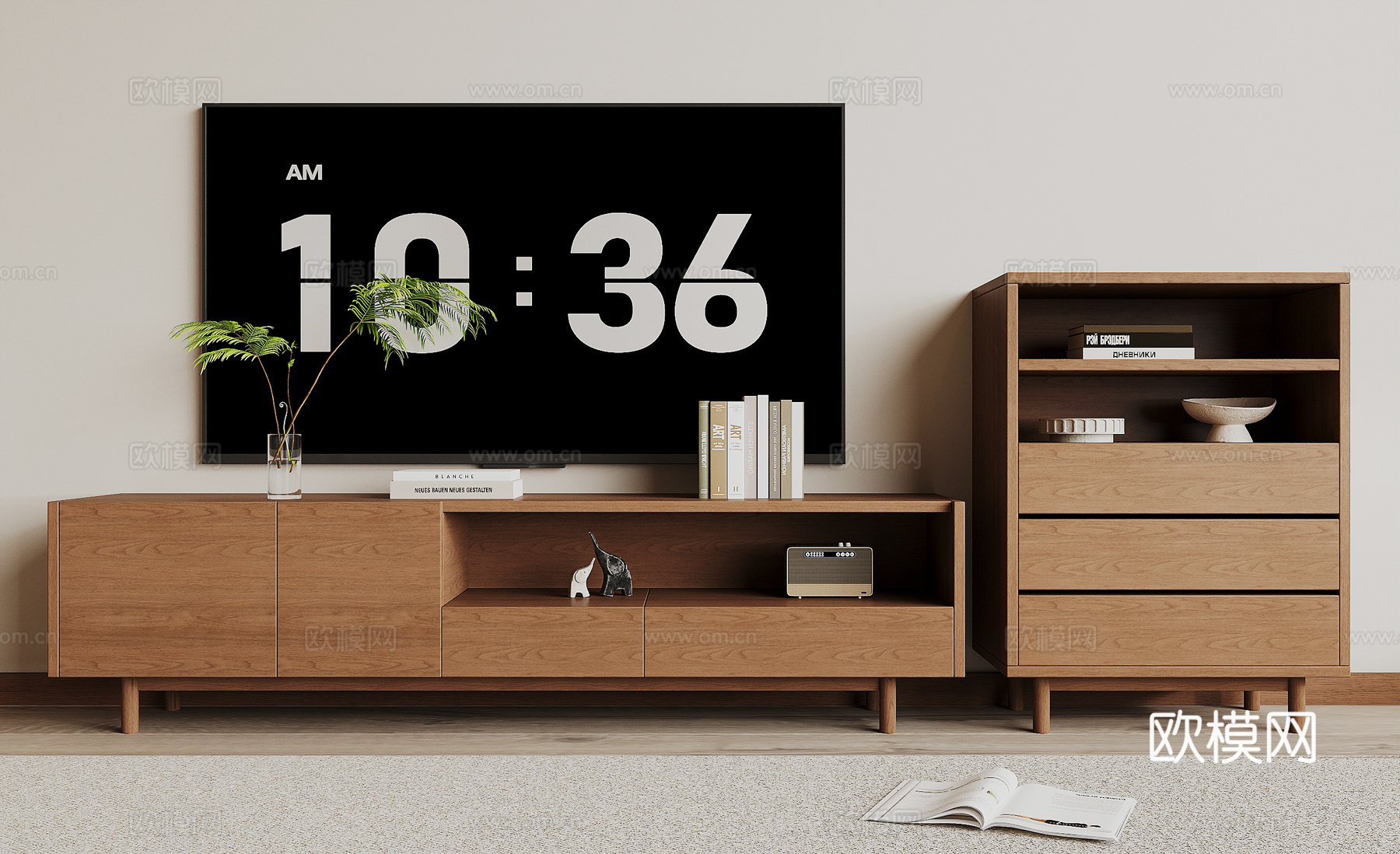 现代电视柜3d模型下载