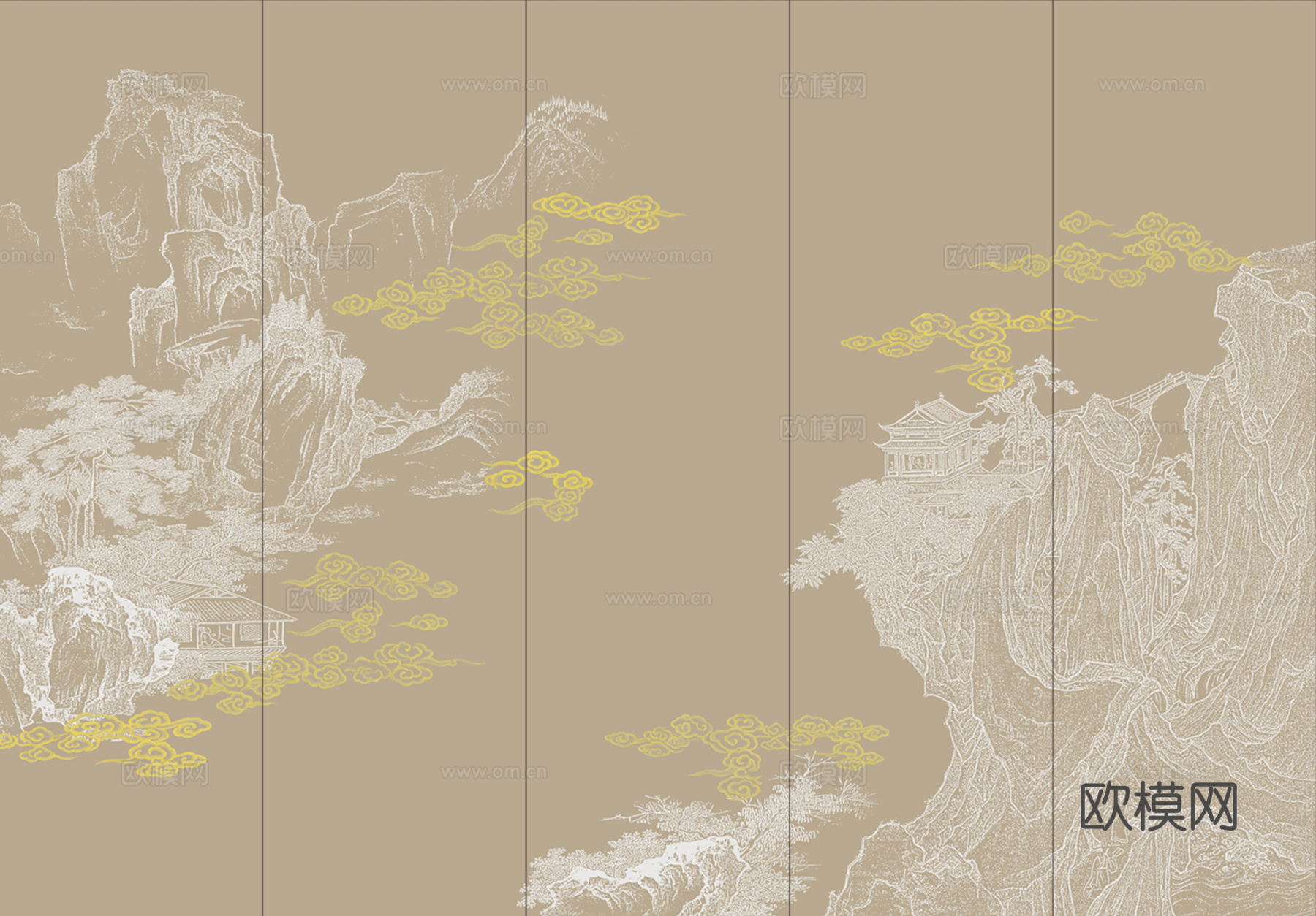 新中式壁画_壁纸贴图