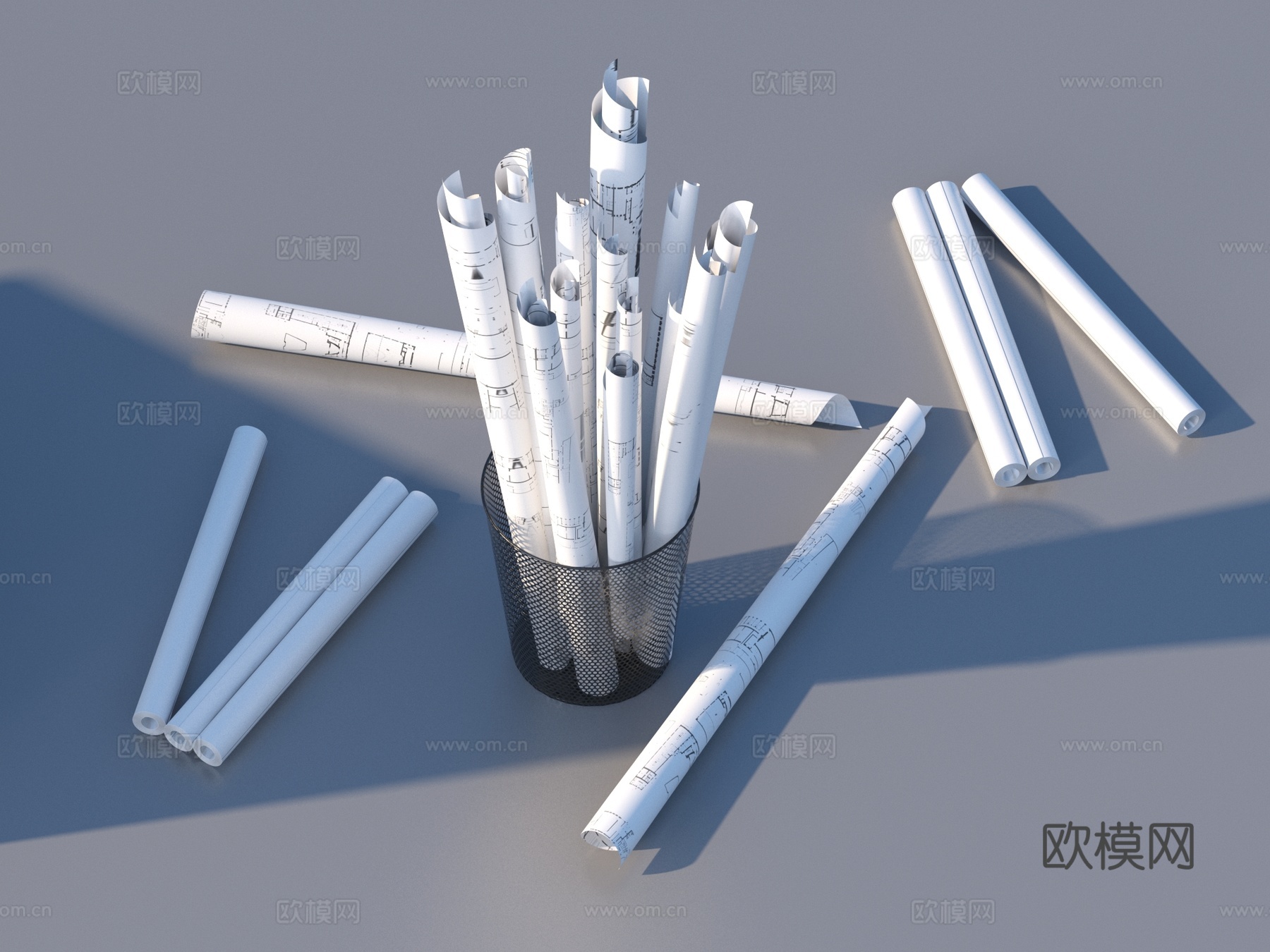 手稿 图纸 设计图 蓝图 稿纸 纸张3d模型