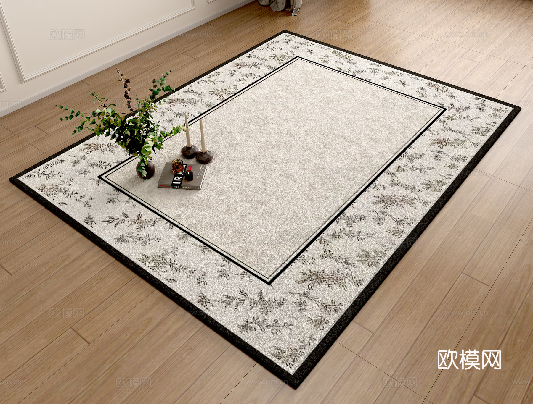 中古黑白花纹地毯3d模型