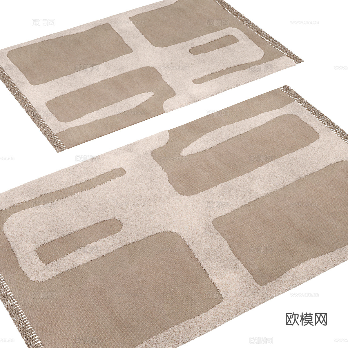 新中式侘寂布艺地毯3d模型