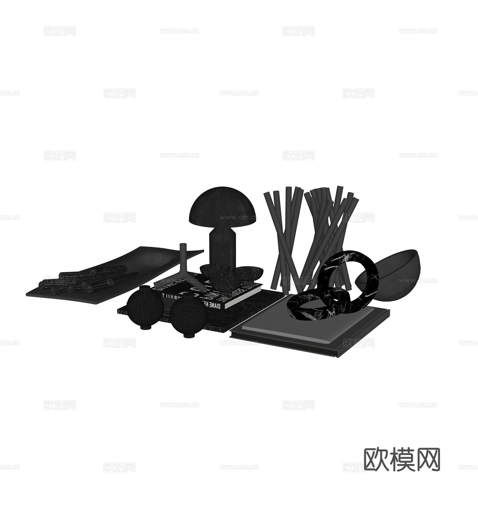 现代饰品摆件组合su模型