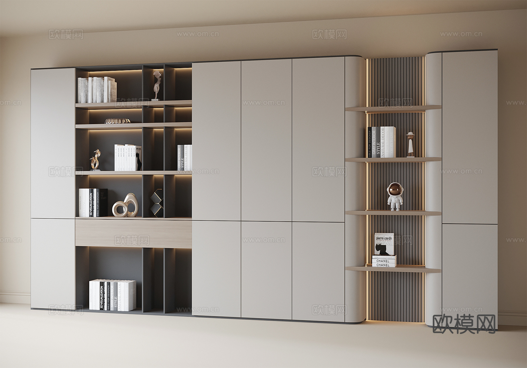 现代书柜3d模型下载