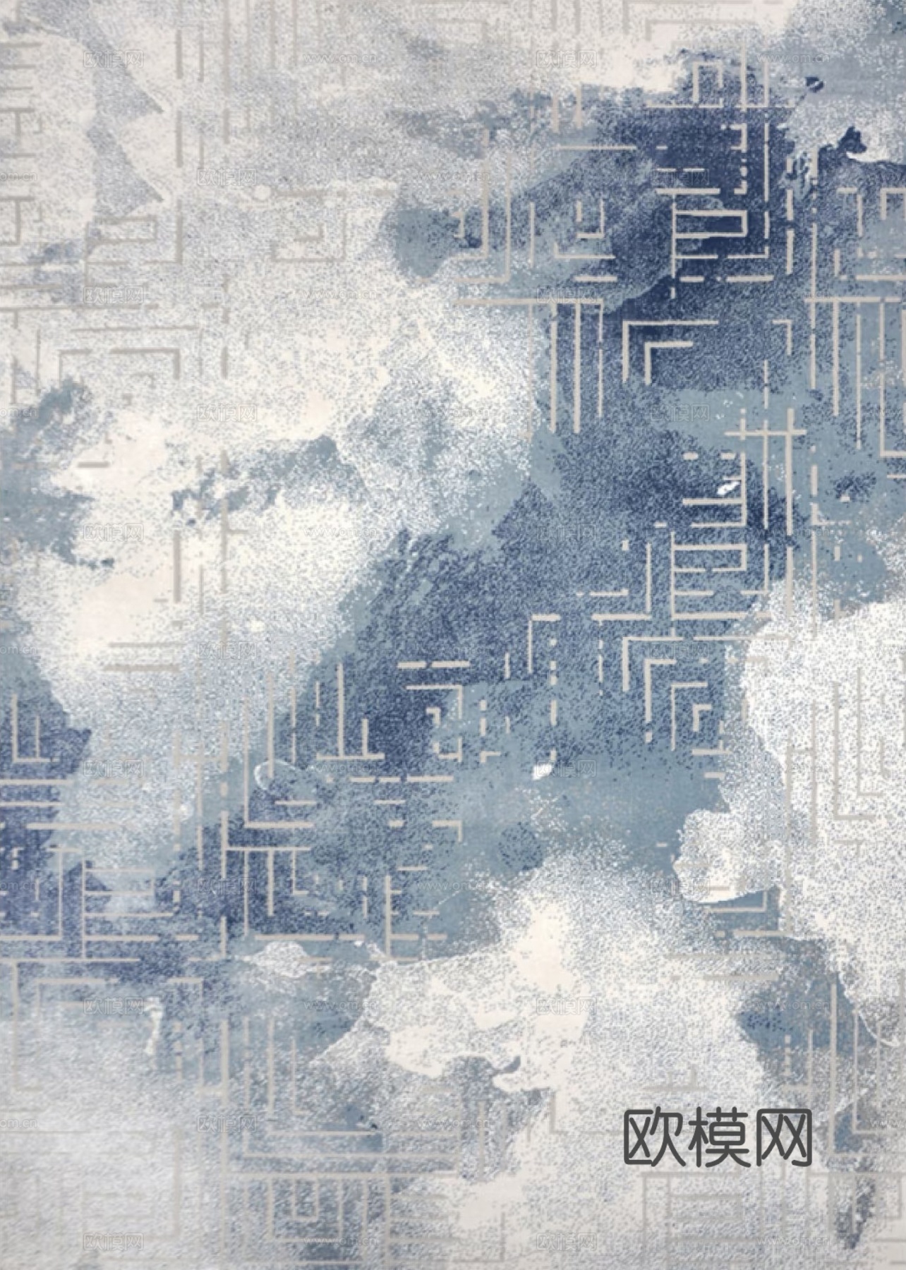蓝色简约地毯