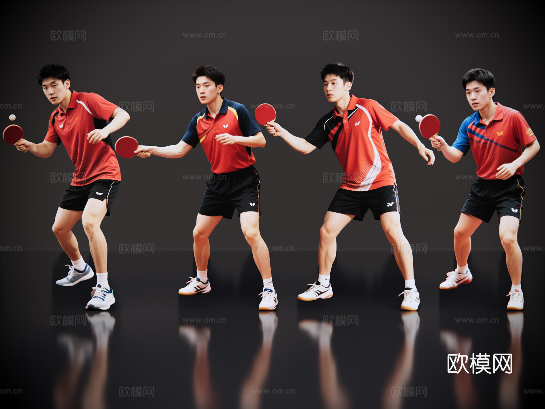 2D现代运动人 乒乓球人物 乒乓球运动 乒乓球帅哥 运动人物su模型