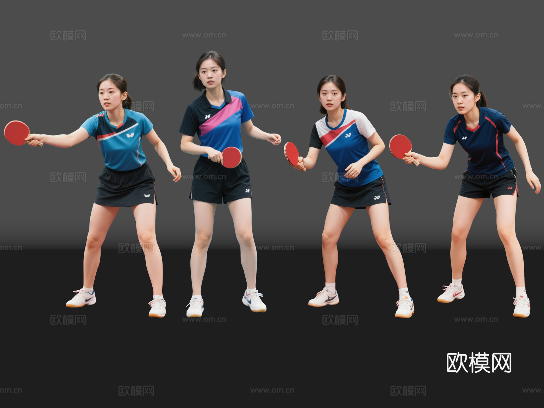 2D现代运动人 乒乓球人物 乒乓球运动 乒乓球美女 运动人物su模型