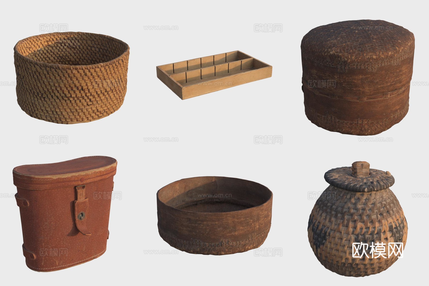 古代编织品竹制品3d模型