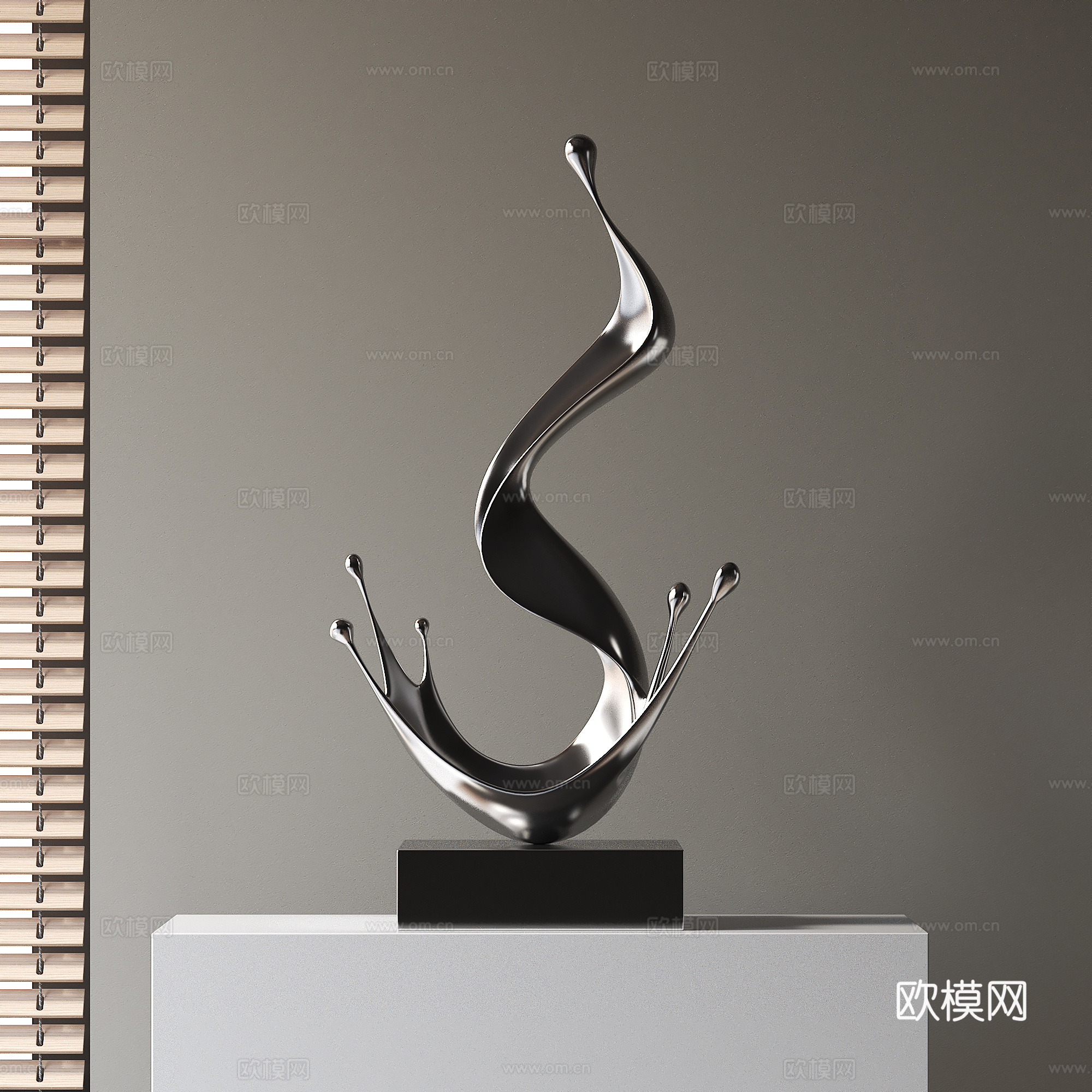 现代抽象金属水滴雕塑su模型