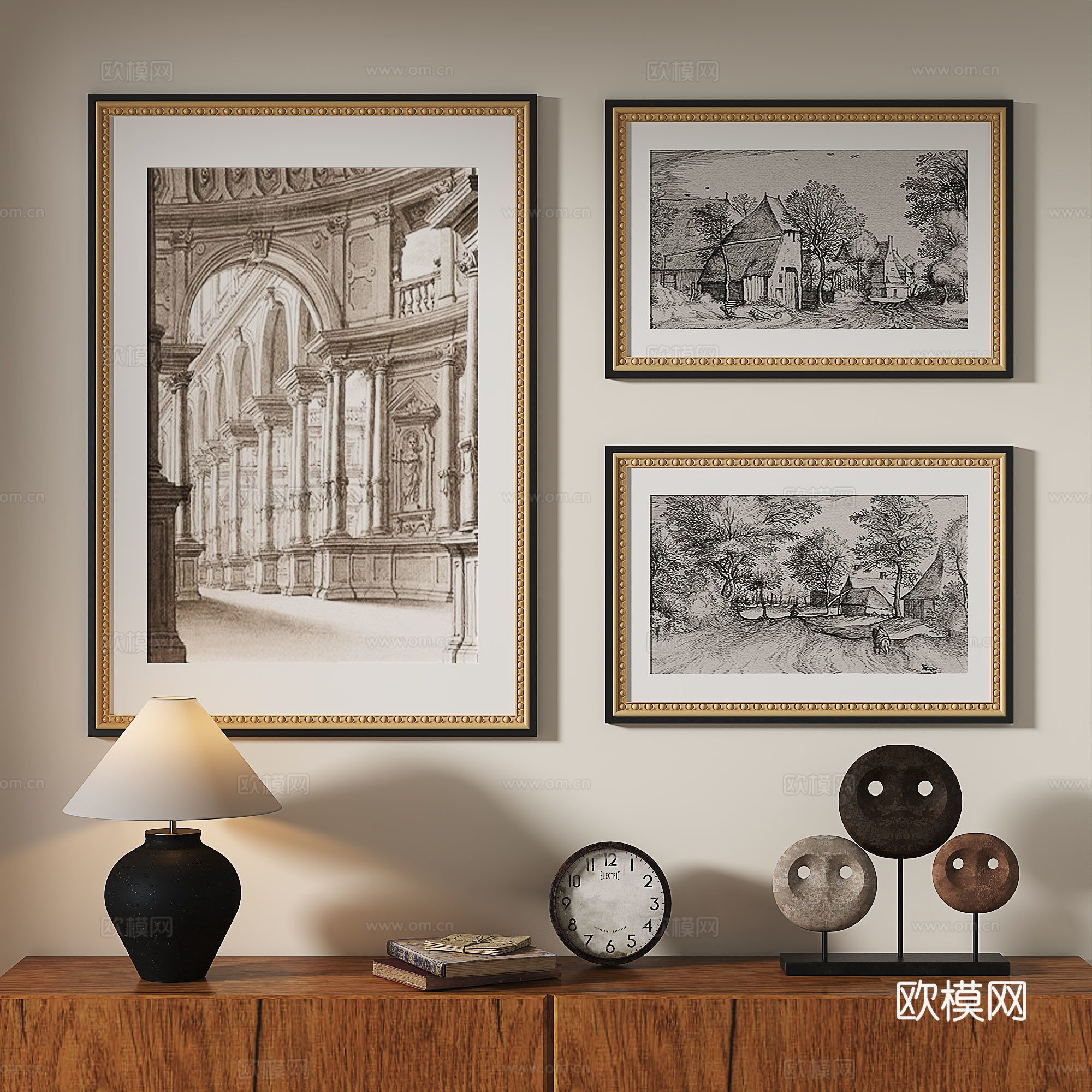 法式，复古，欧式，古典，轻奢，装饰画3d模型