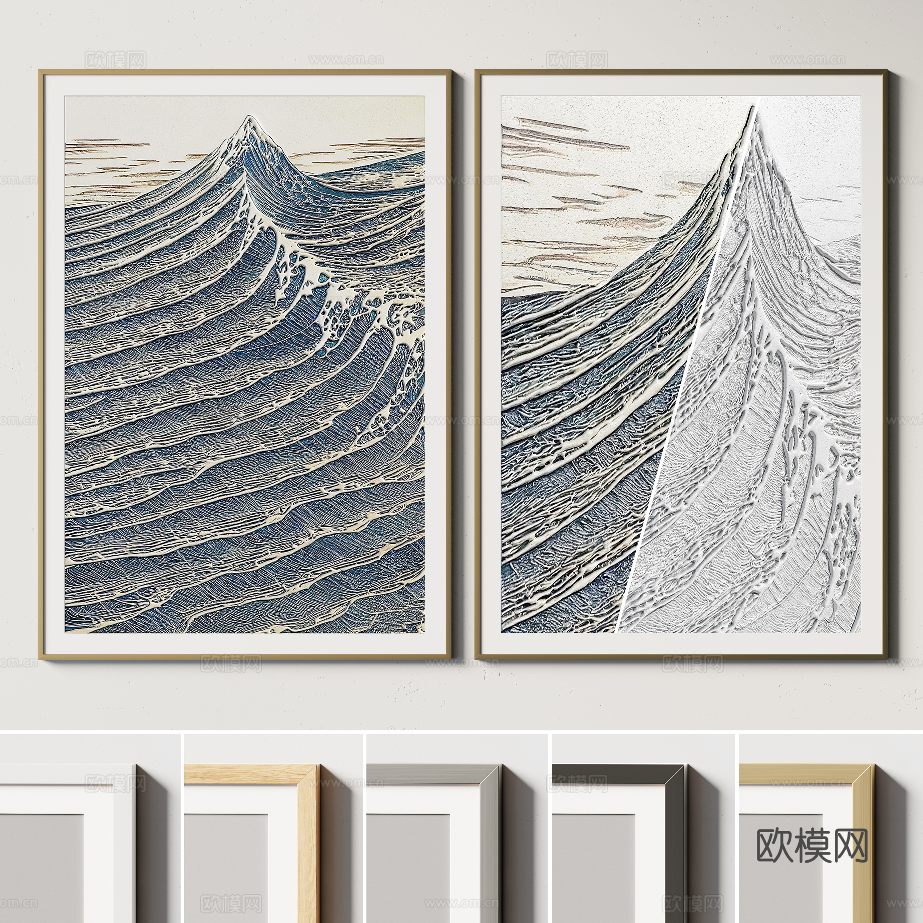 现代装饰画 艺术挂画 长条挂画 立体挂画 抽象挂画3d模型