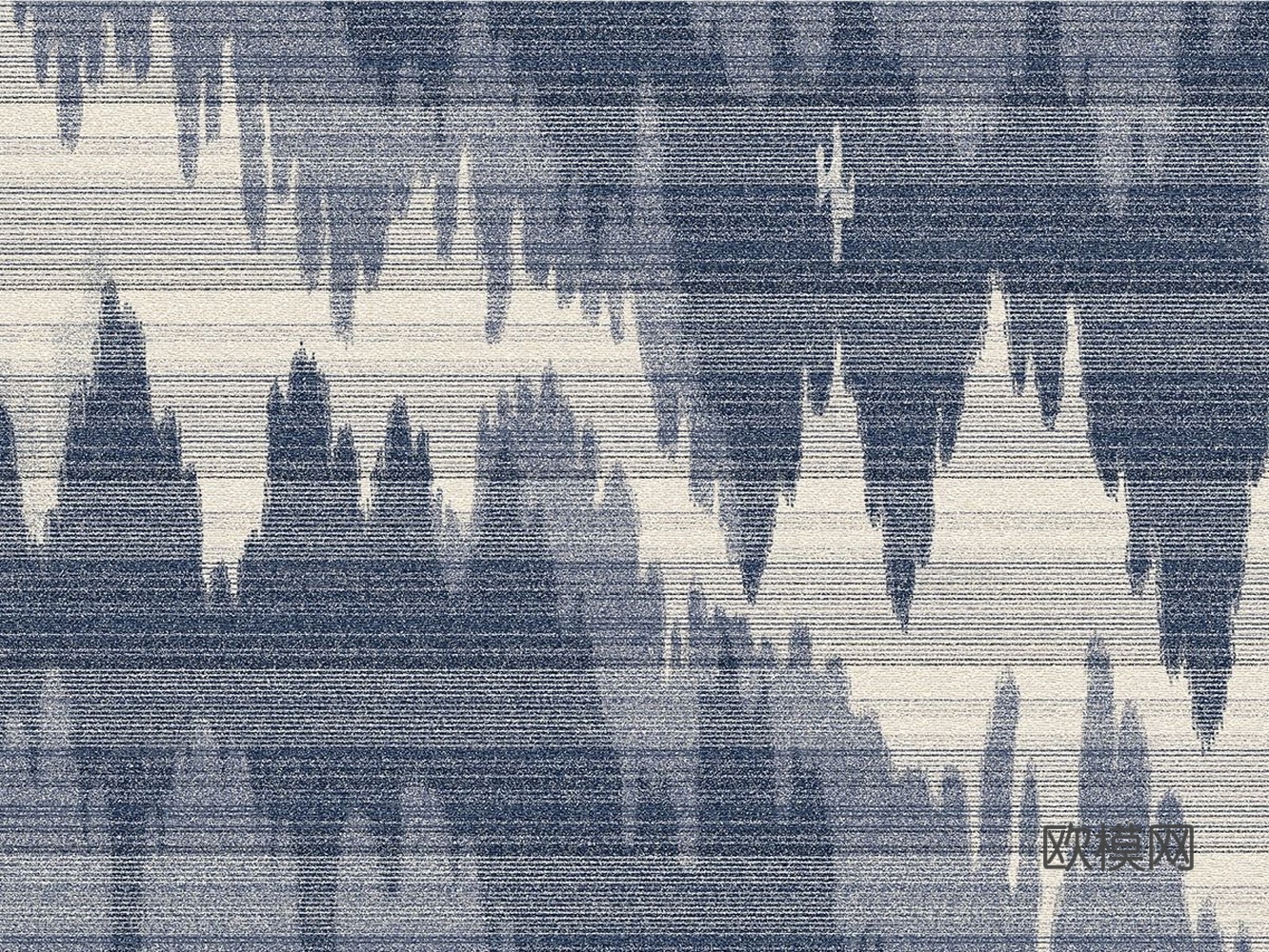 蓝色简约地毯