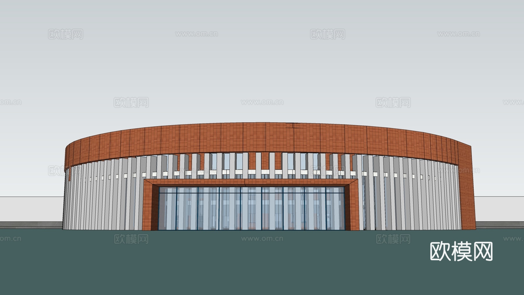 现代圆形建筑 公共建筑 圆形图书馆建筑 展览馆建筑su模型