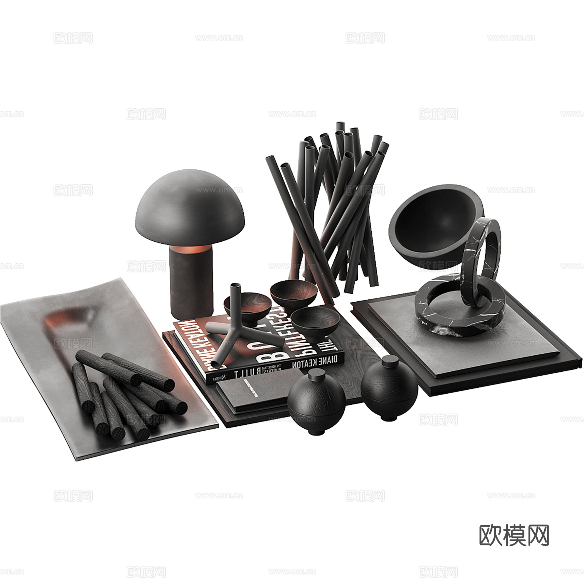 现代饰品摆件组合su模型