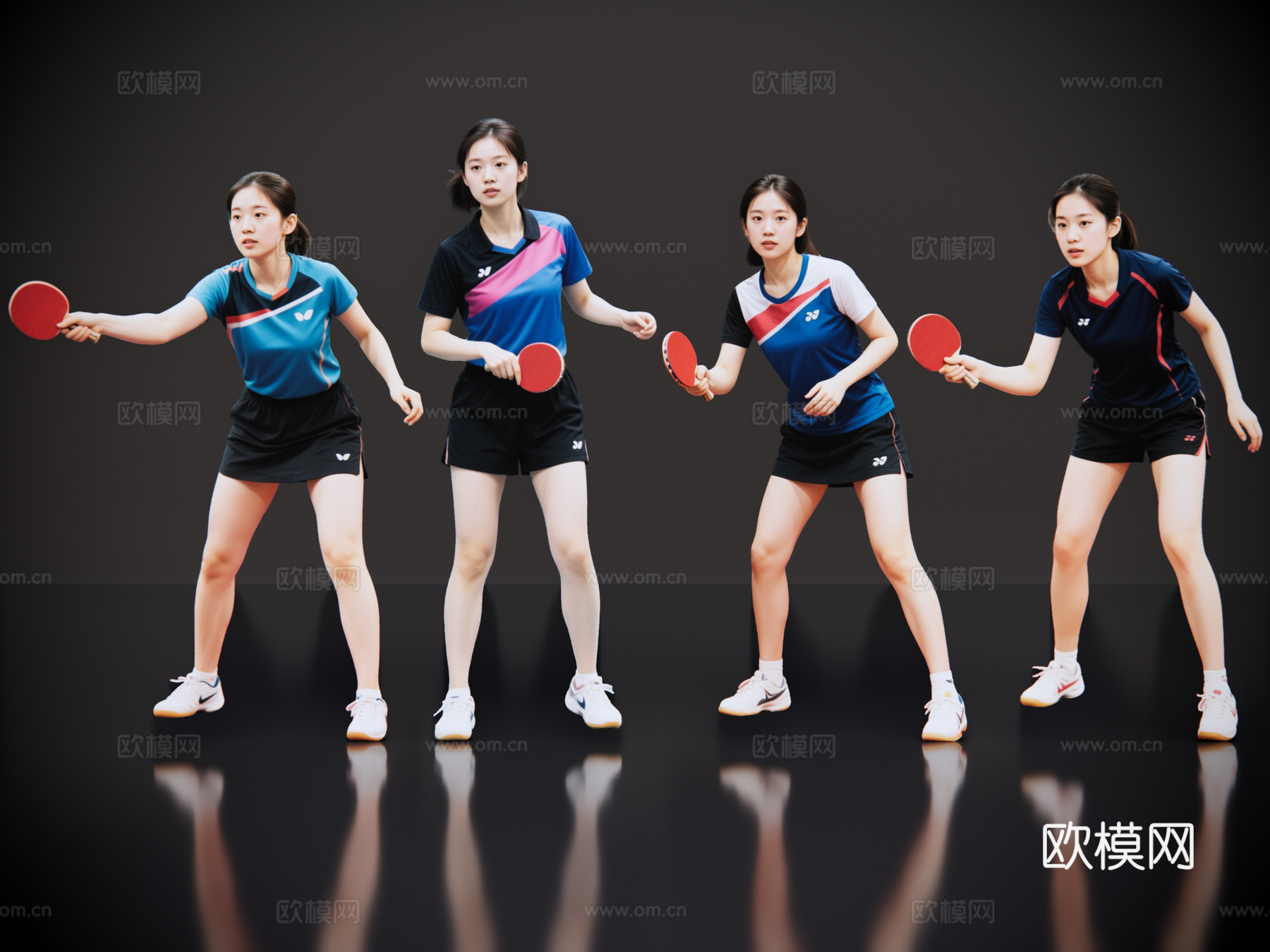 2D现代运动人 乒乓球人物 乒乓球运动 乒乓球美女 运动人物su模型