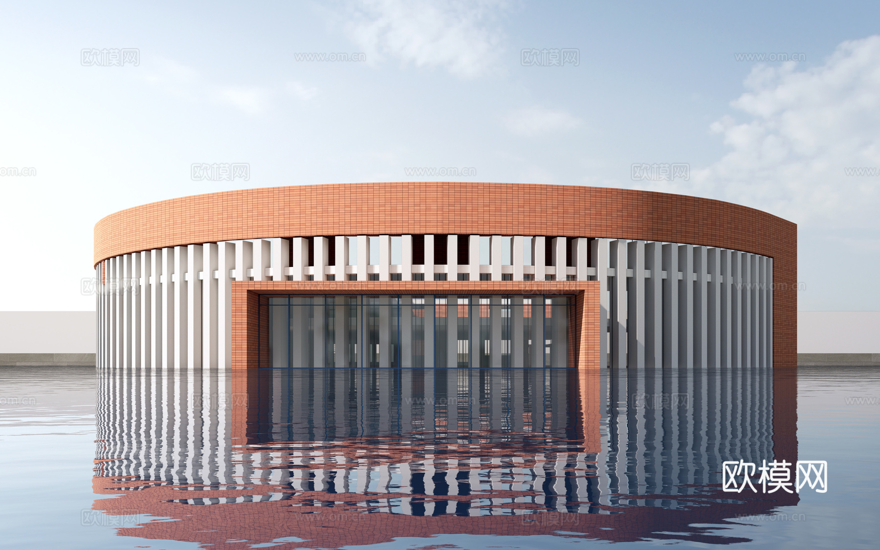 现代圆形建筑 公共建筑 圆形图书馆建筑 展览馆建筑su模型