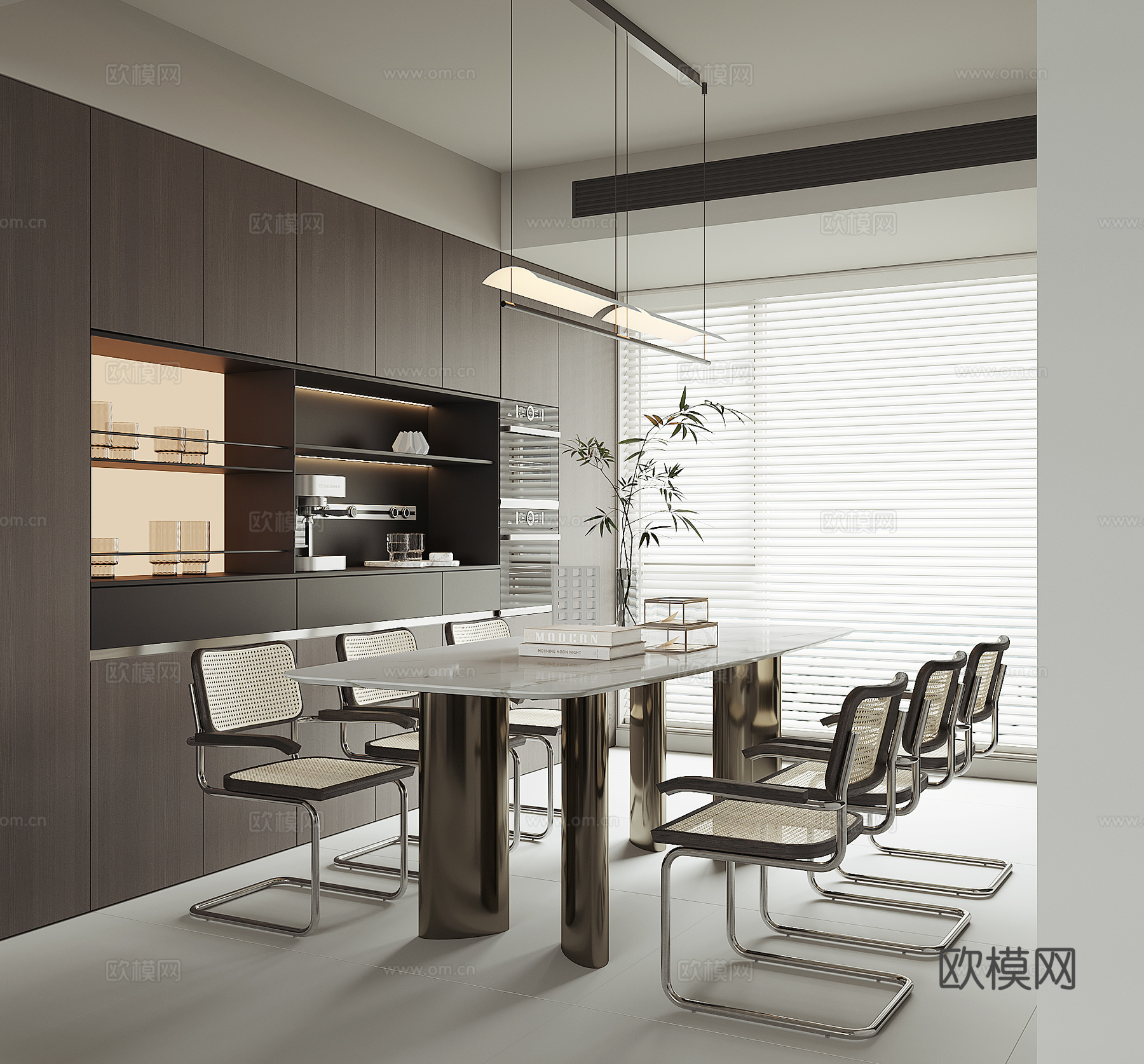 现代家居餐厅su模型