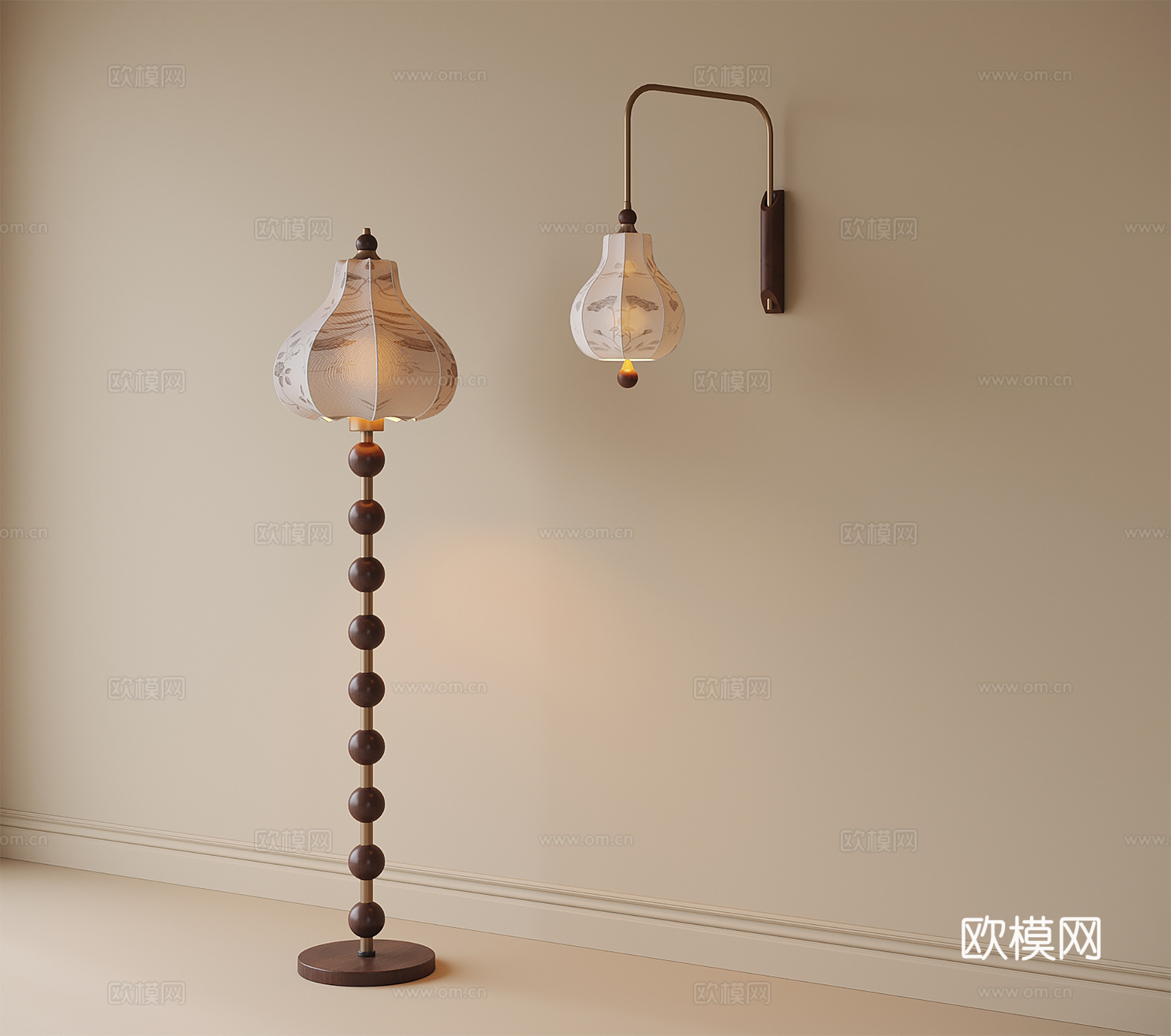 法式落地灯 壁灯3d模型