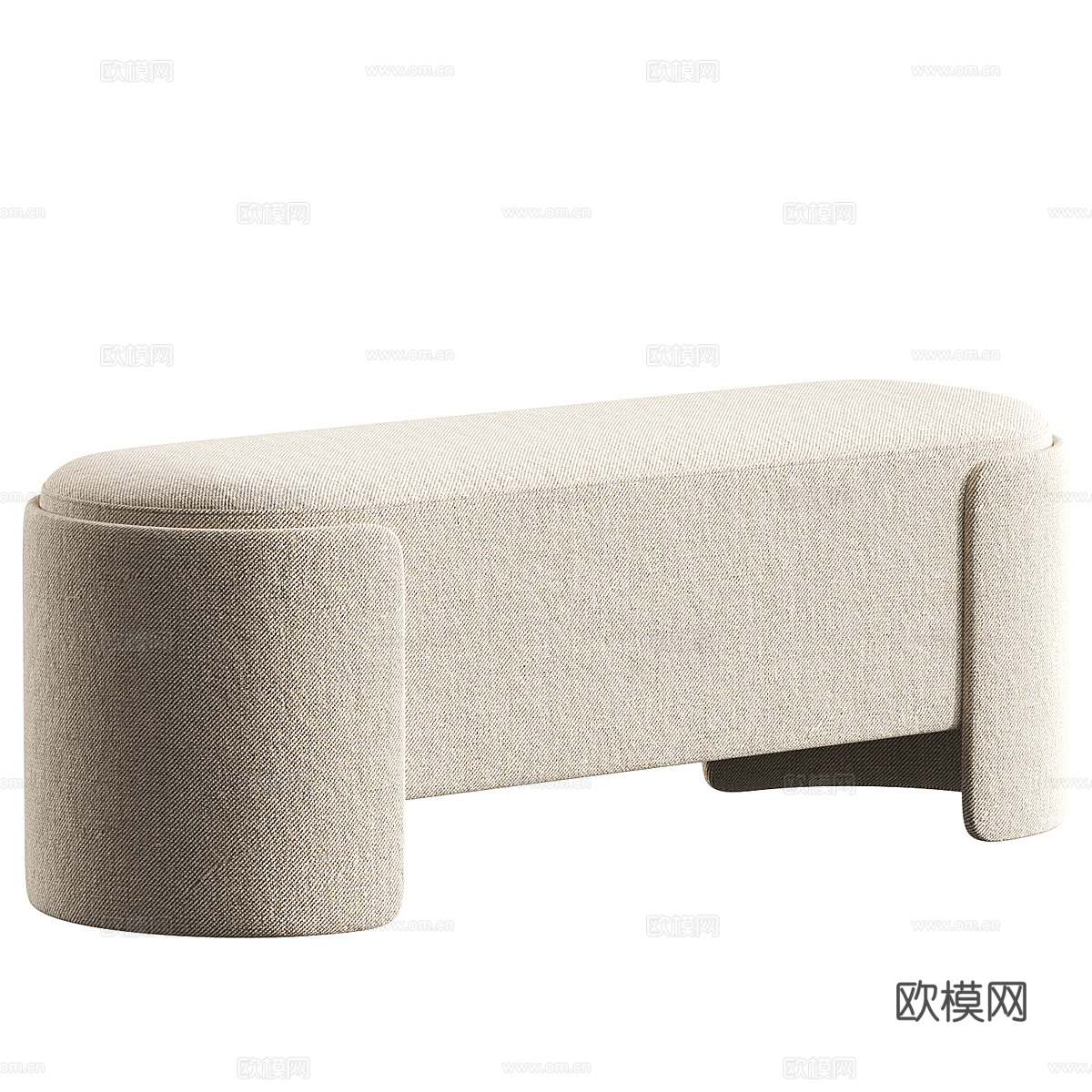 现代奶油风布艺长凳3d模型