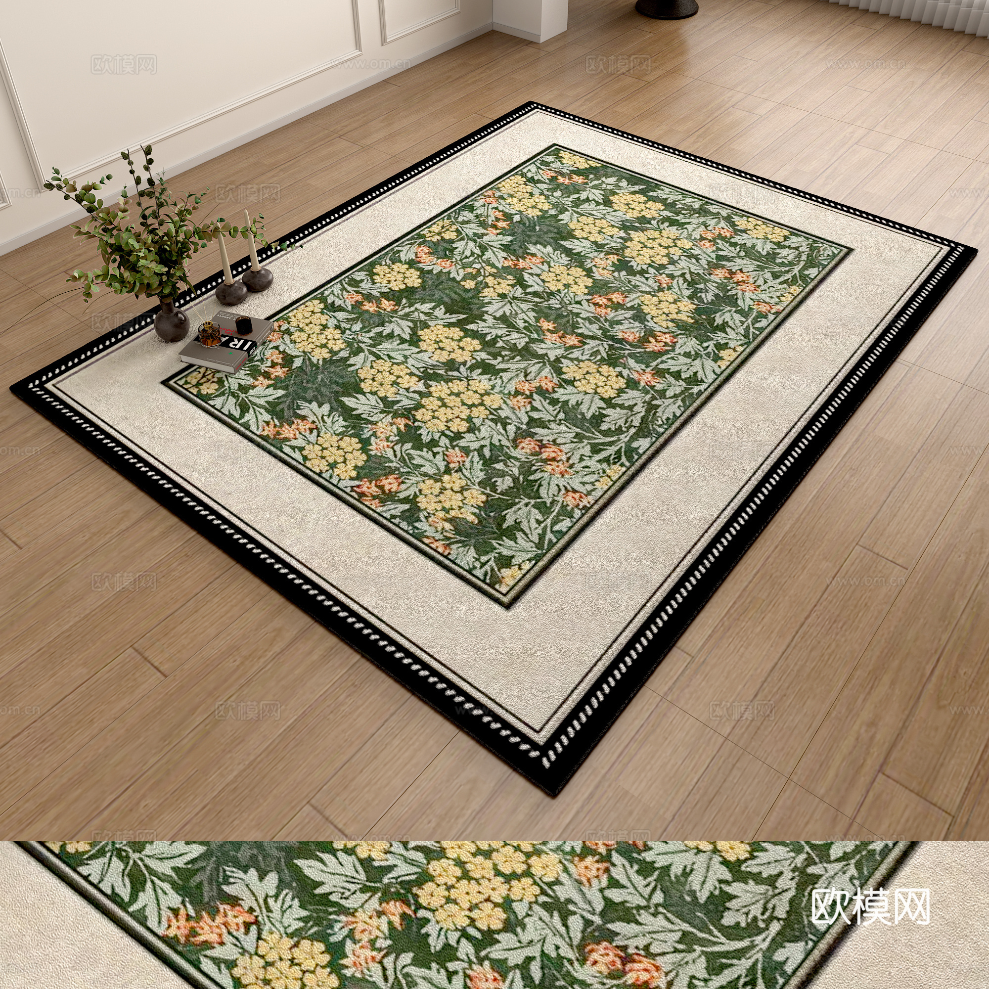 植物花纹地毯3d模型
