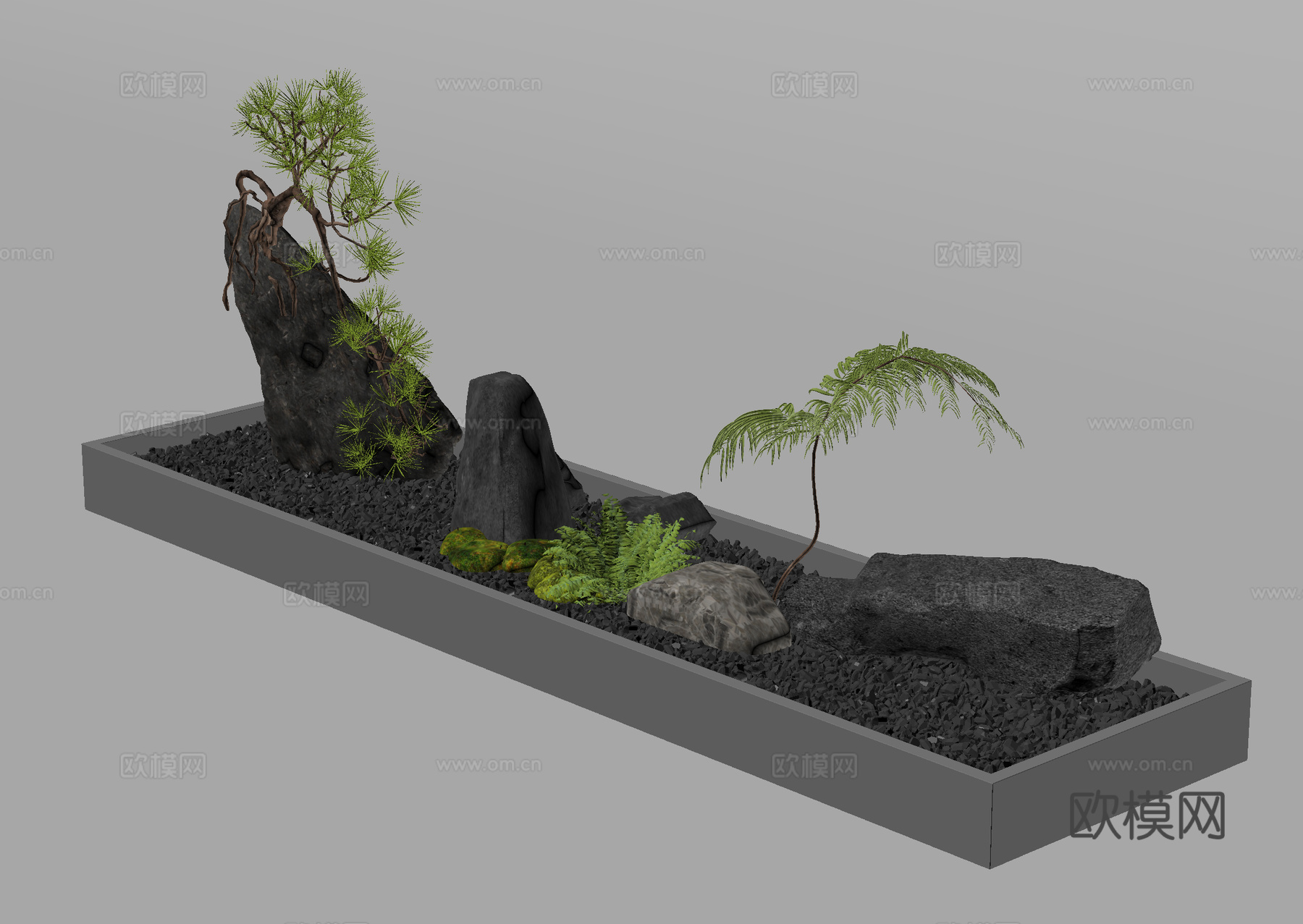 石头造景 植物造景 景观小品 庭院景观su模型