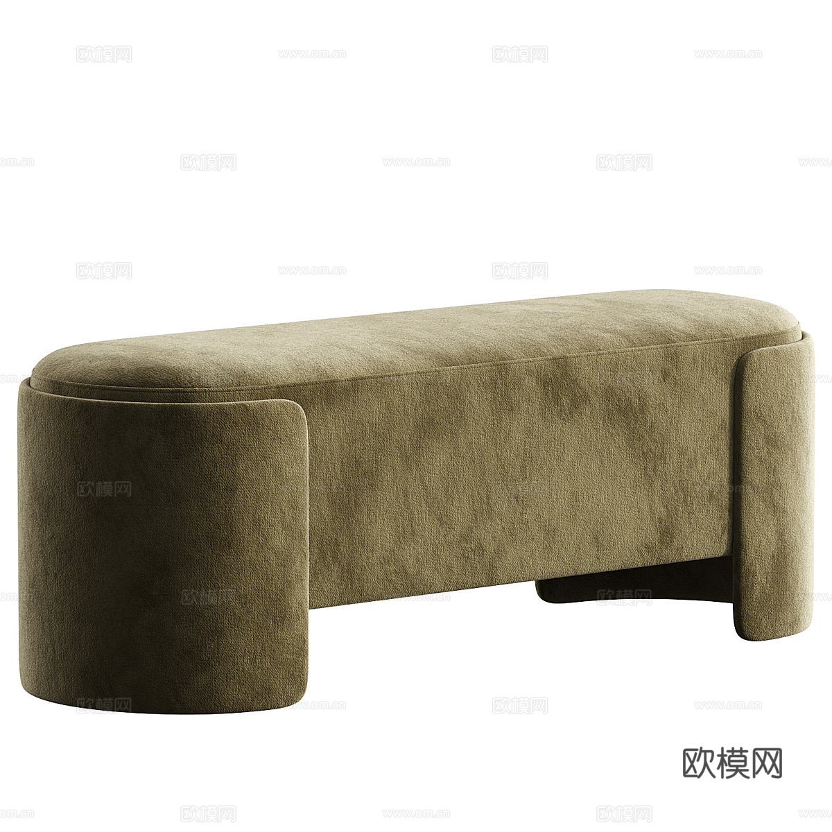 现代奶油风布艺长凳3d模型