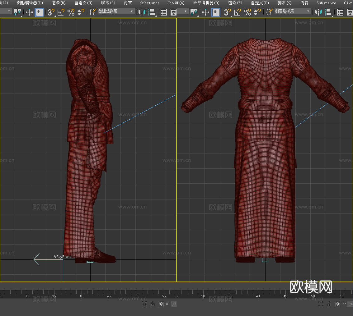战士服装 中世纪服装 铠甲 锁子甲 皮甲 套装 古装3d模型