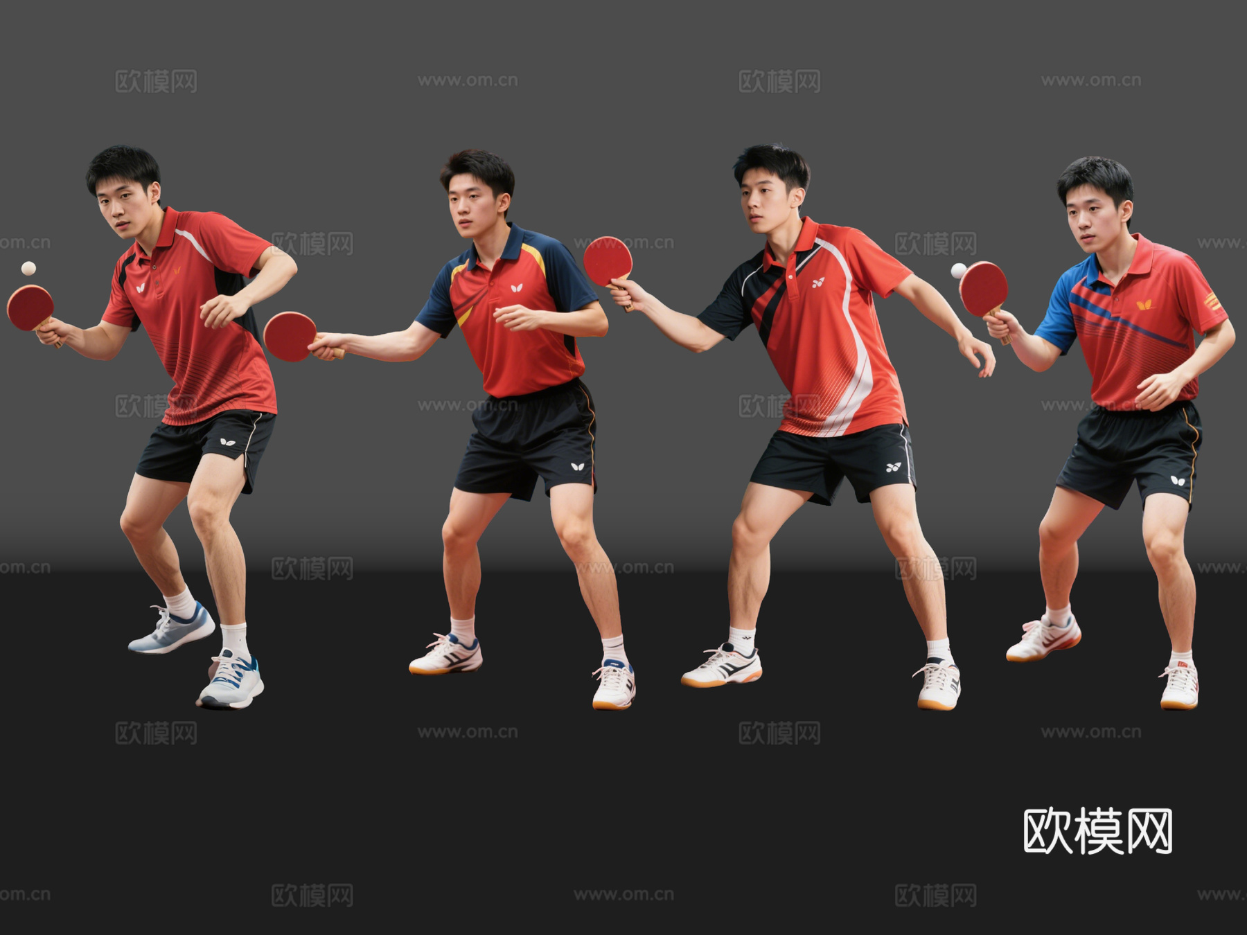 2D现代运动人 乒乓球人物 乒乓球运动 乒乓球帅哥 运动人物su模型