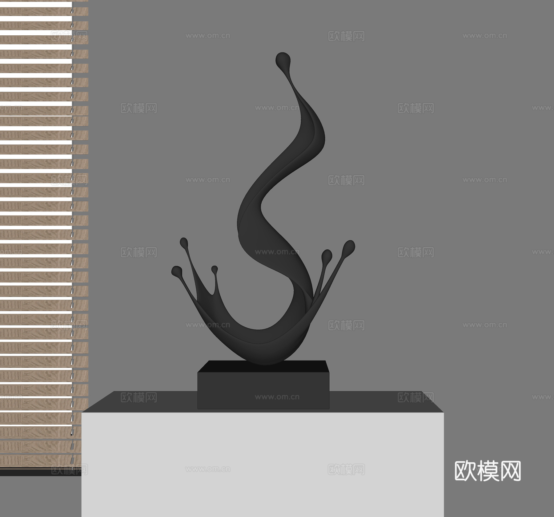 现代抽象金属水滴雕塑su模型