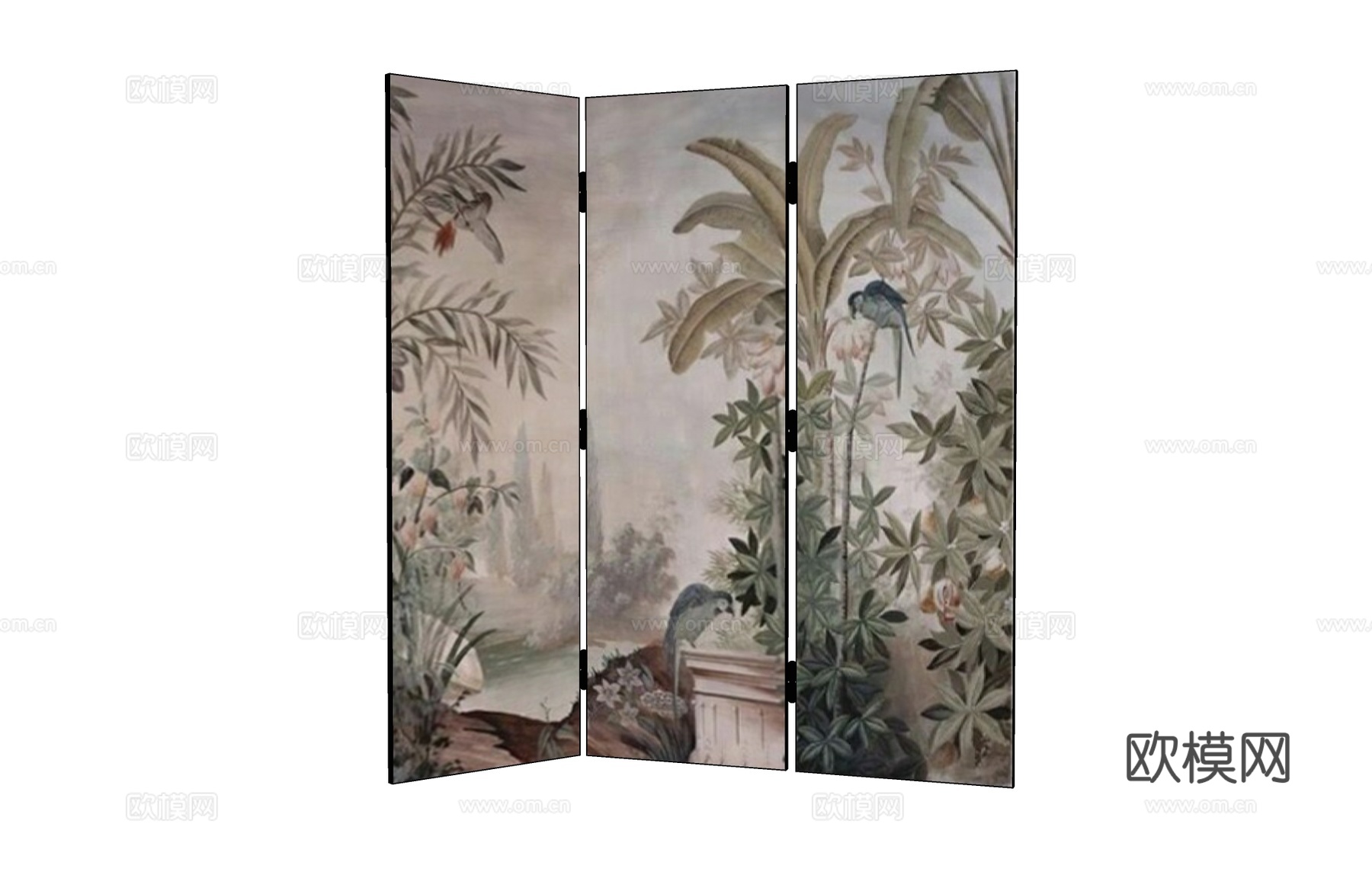 屏风隔断   布艺屏风su模型