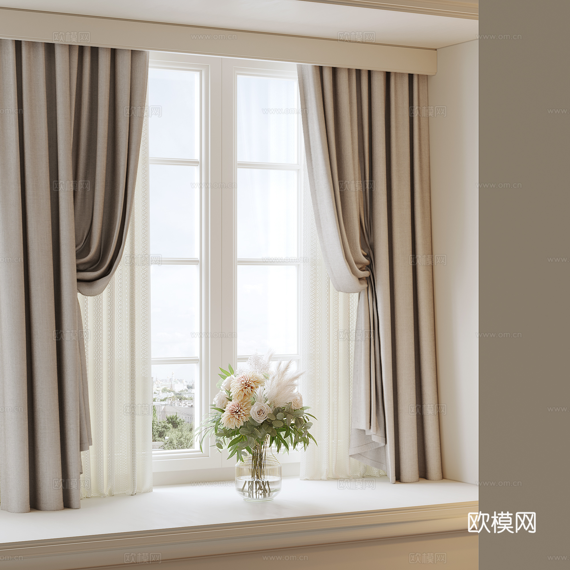现代家居窗帘3d模型