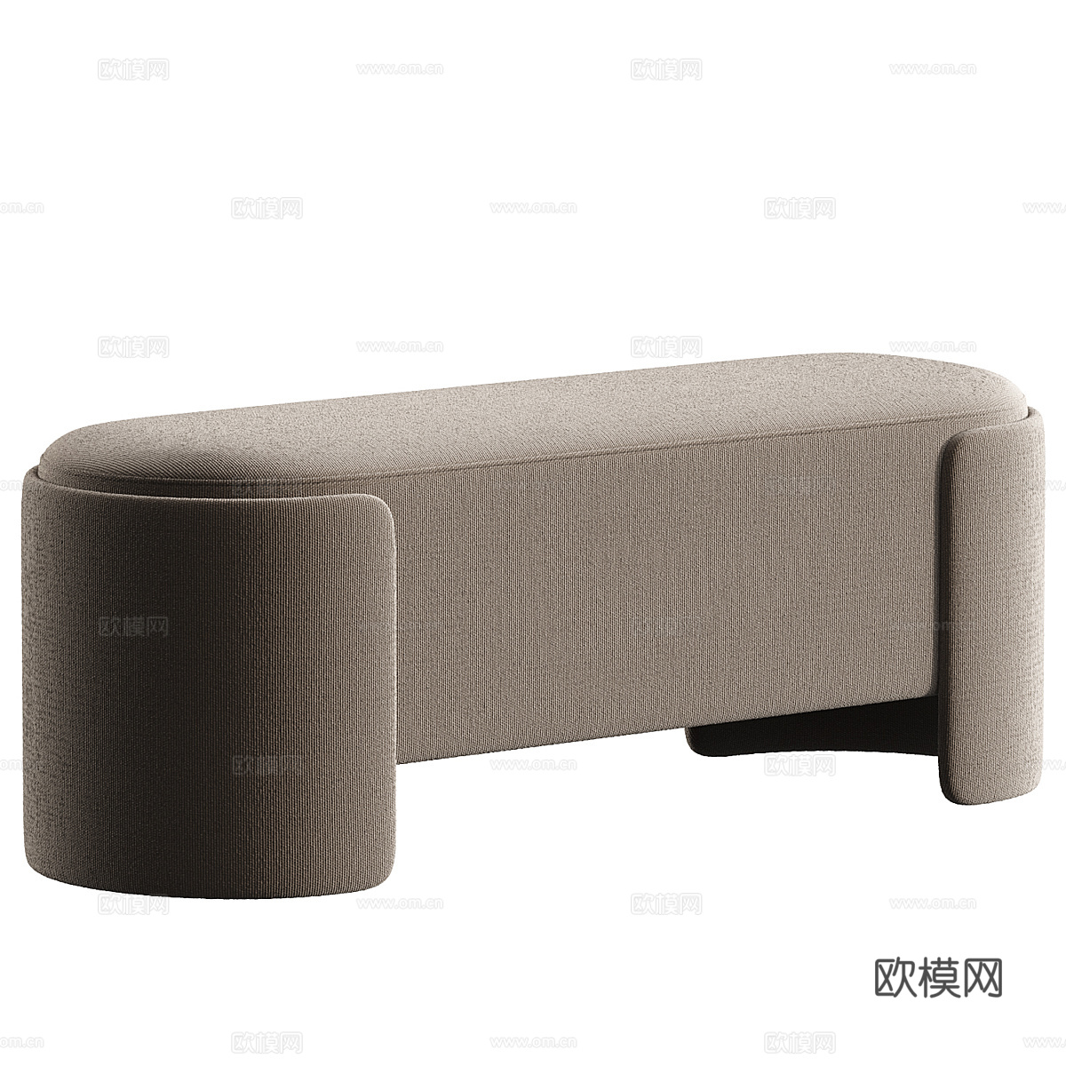 现代奶油风布艺长凳3d模型