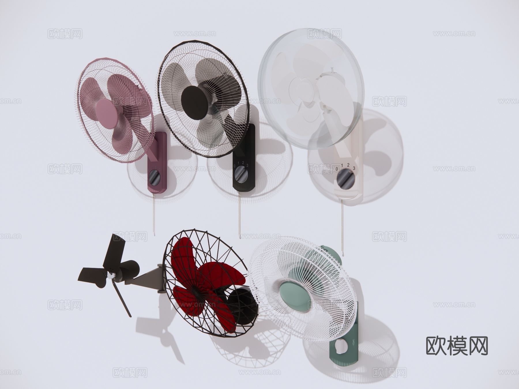 墙面壁挂风扇 家用电器su模型