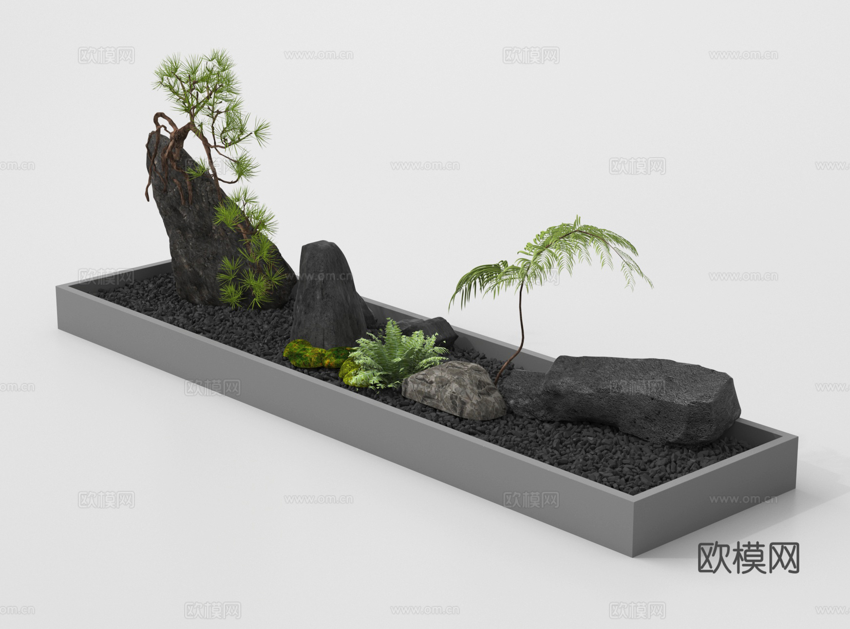 石头造景 植物造景 景观小品 庭院景观su模型