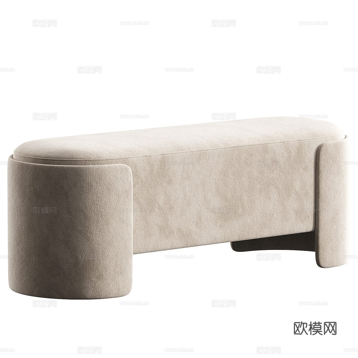 现代奶油风布艺长凳3d模型